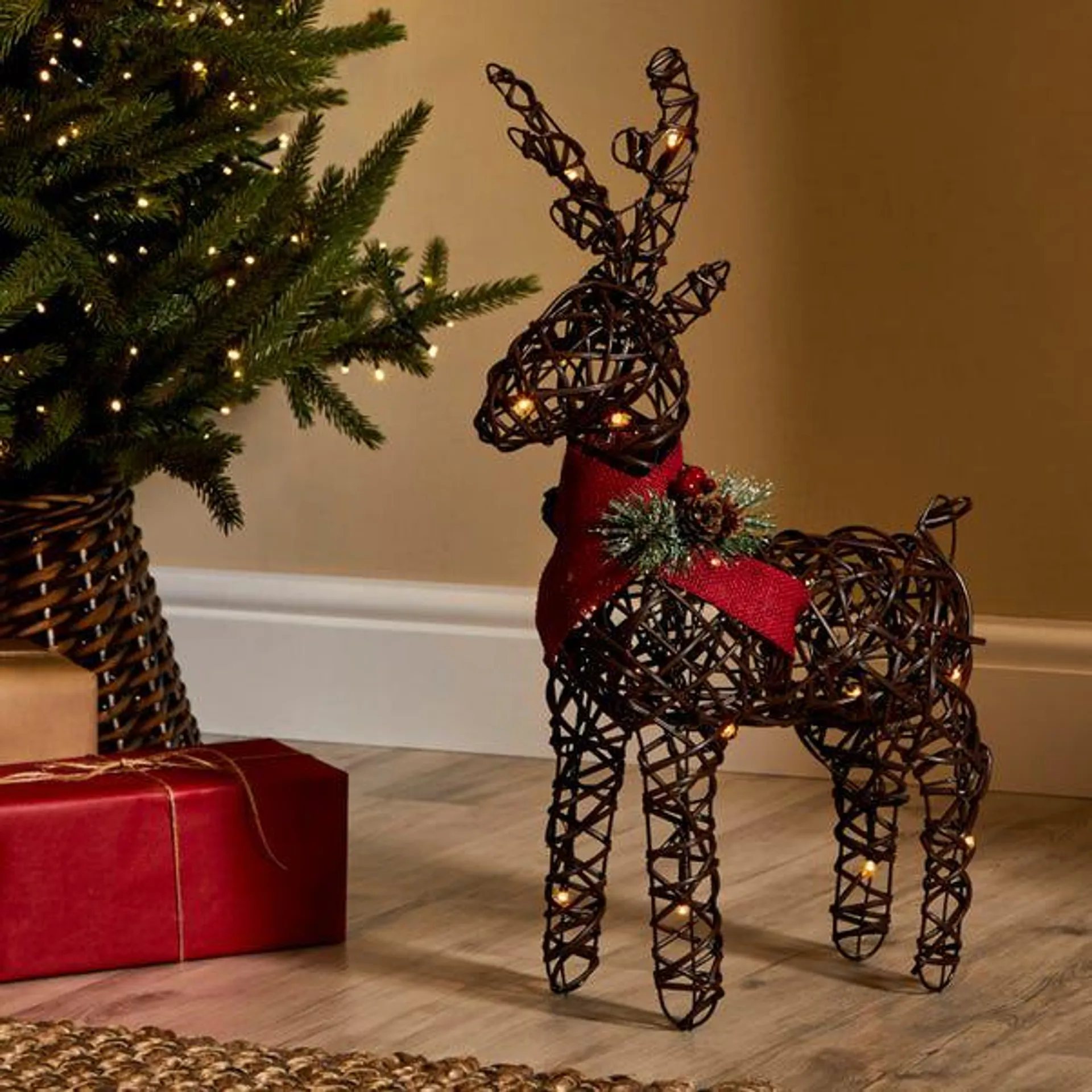 50cm Light Up Weatherproof Rattan Deer