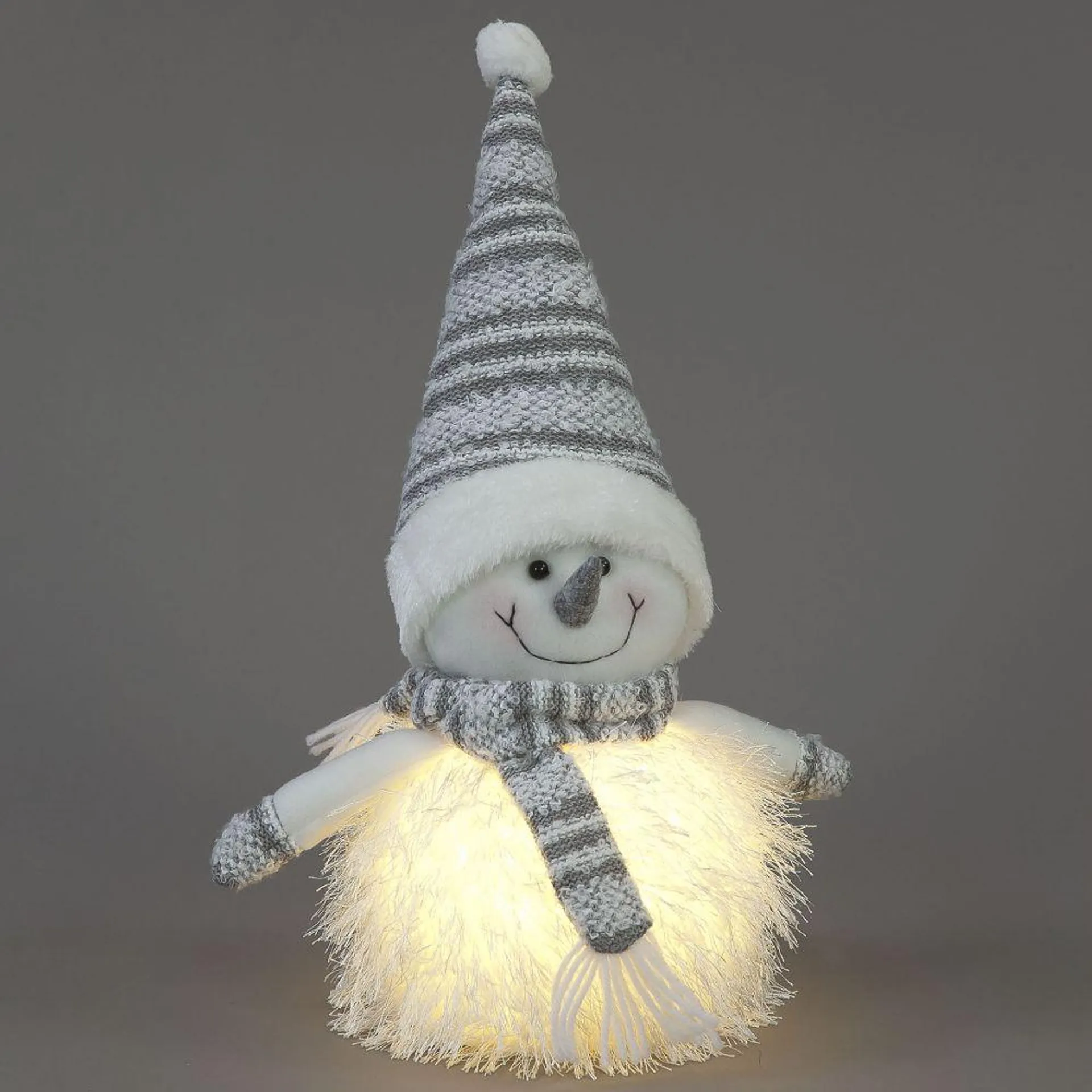 Battery Operated LED Grey Snowman (38cm)
