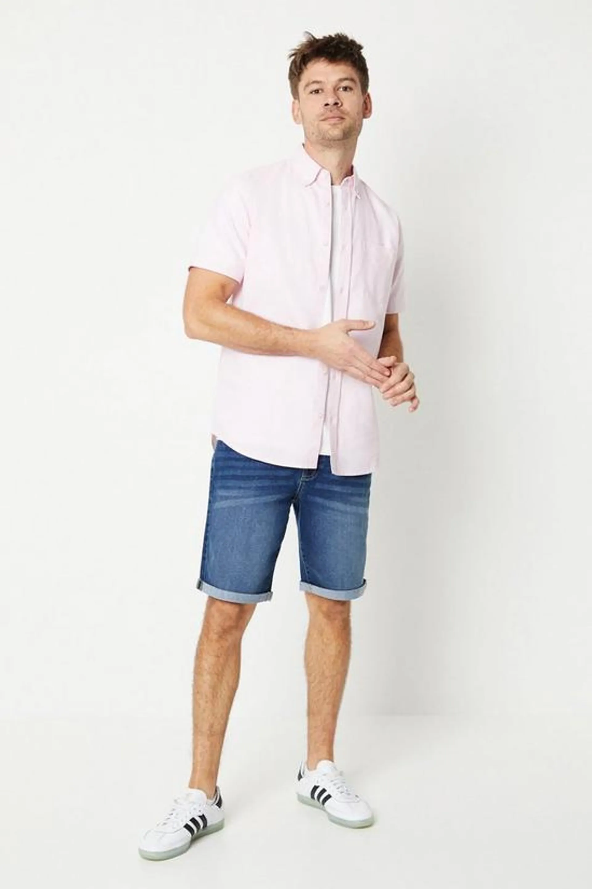 Slim Fit Mid Wash Denim Short