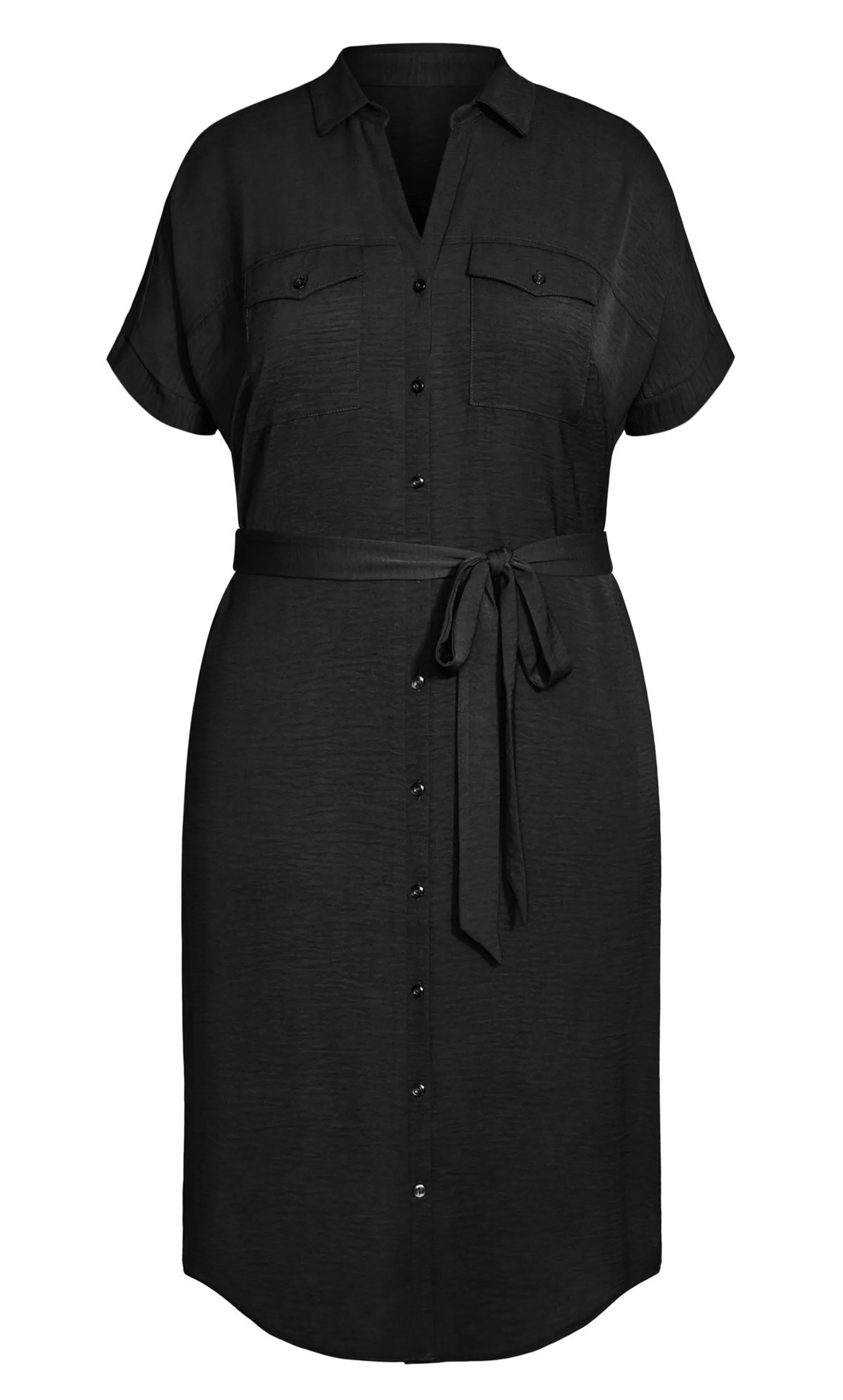 Evans Black Utility Shirt Dress