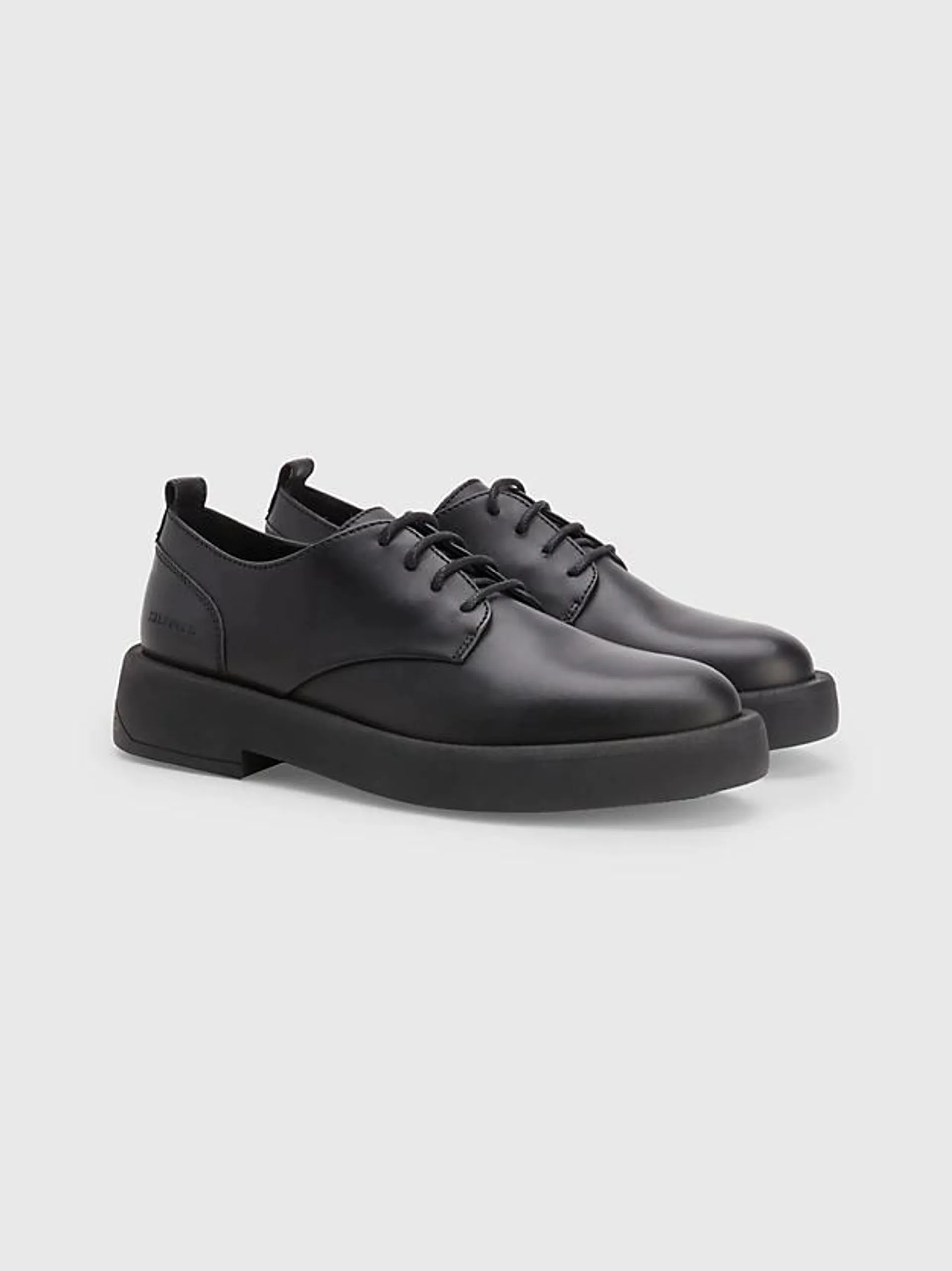 Leather Chunky Sole Lace-Up Shoes