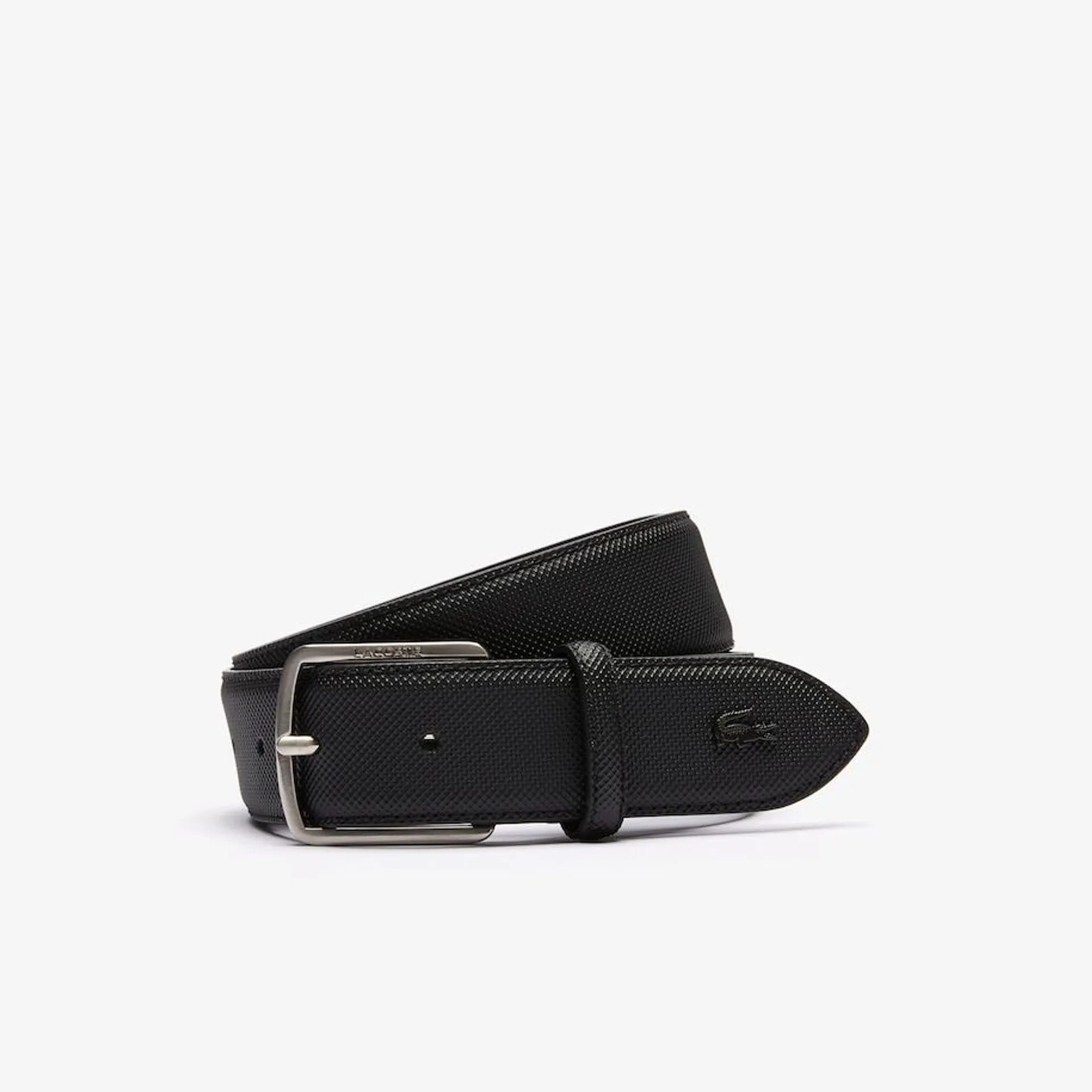 Men's Lacoste Engraved Buckle Piqué Canvas Belt