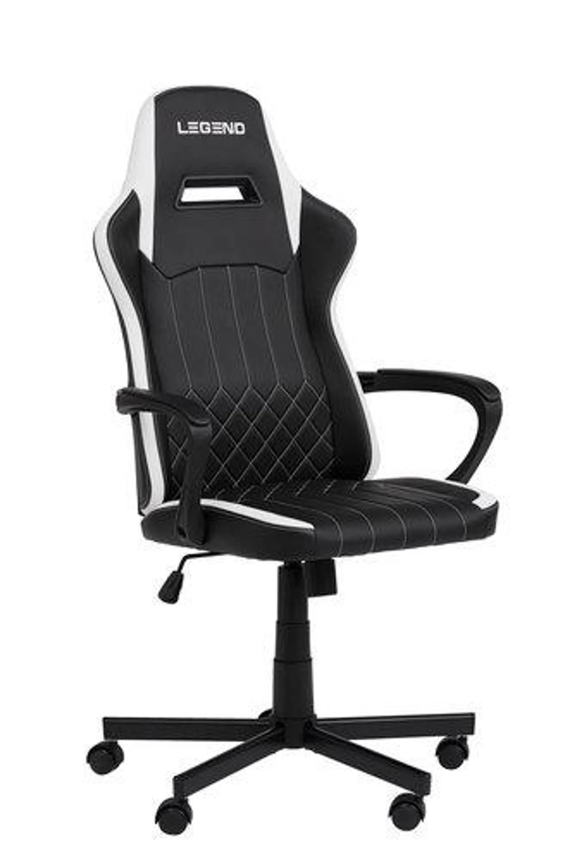Gamingstol LERBJERG svart/hvit imitert skinn