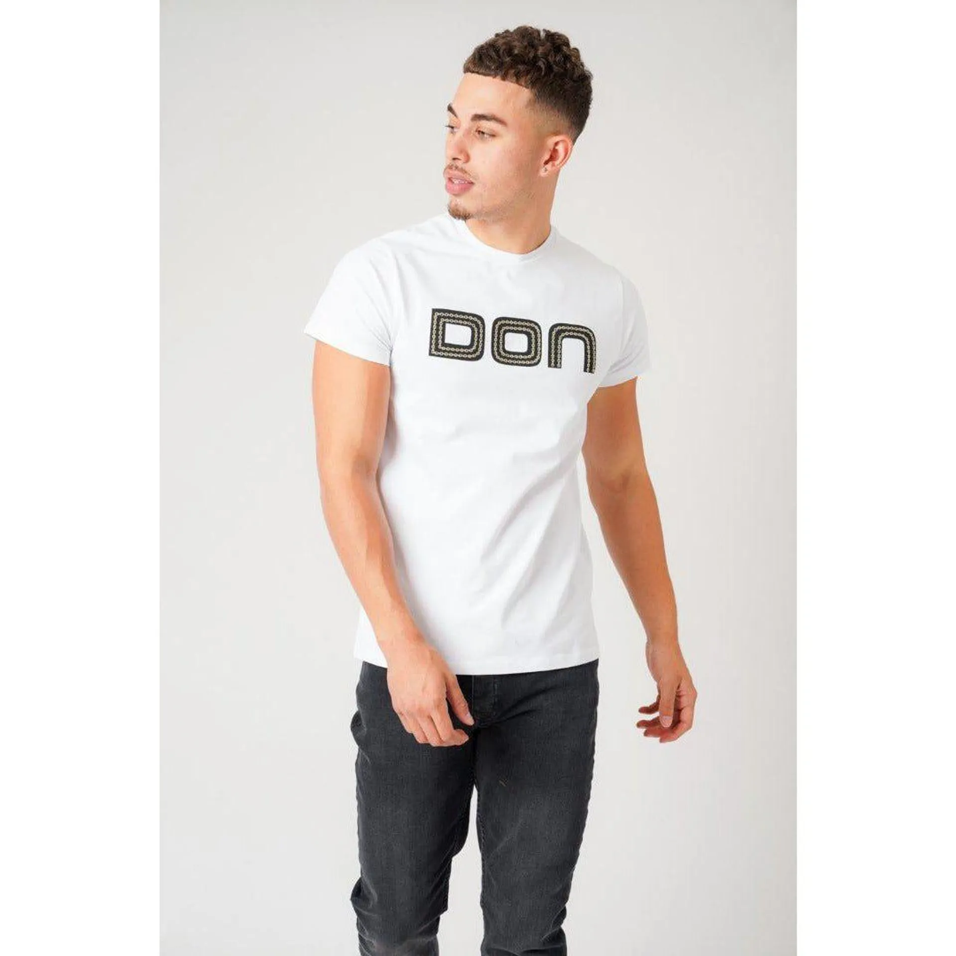 Don Jeans Chain Embroidered T-Shirt White