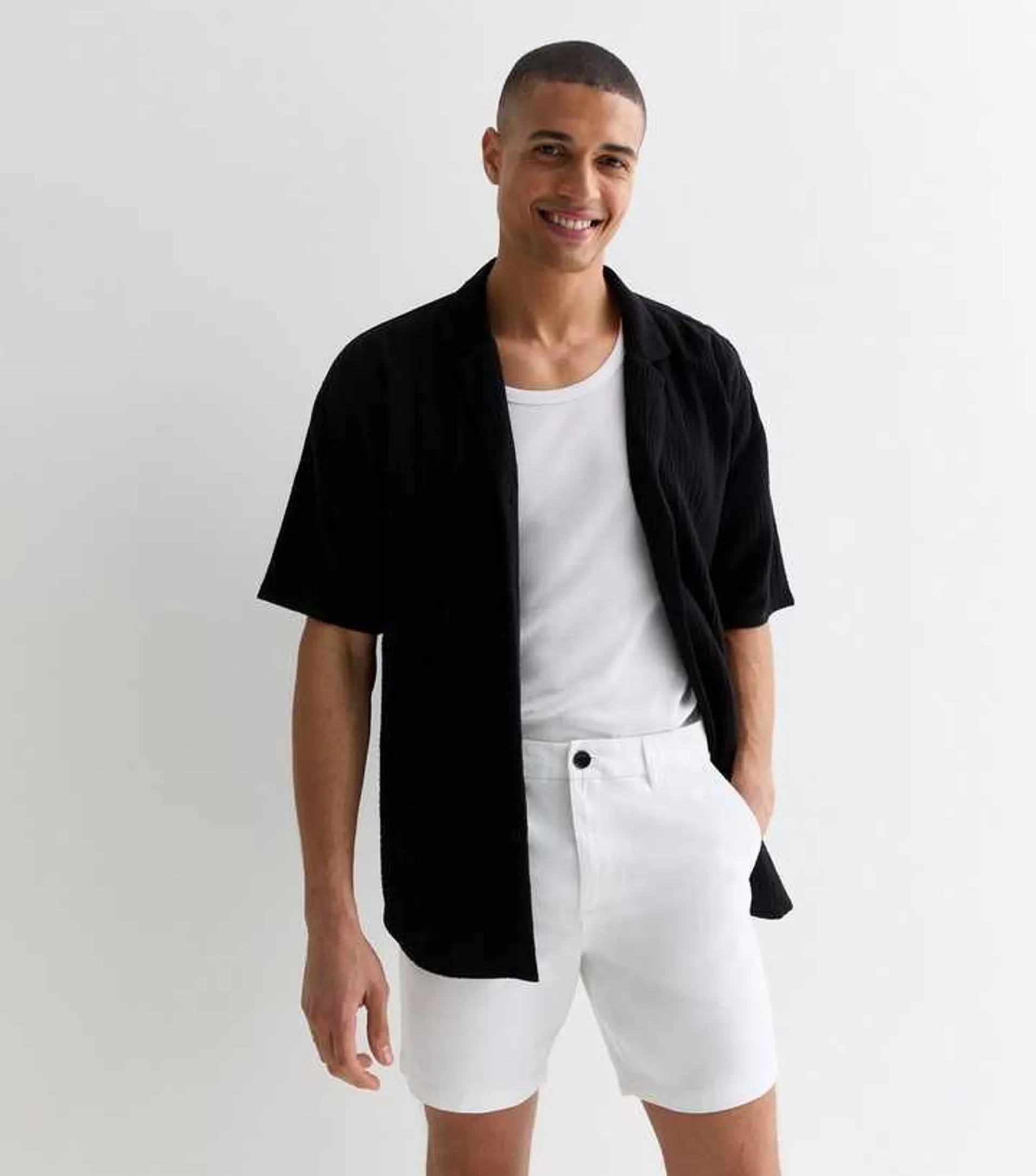 White Regular Fit Chino Shorts