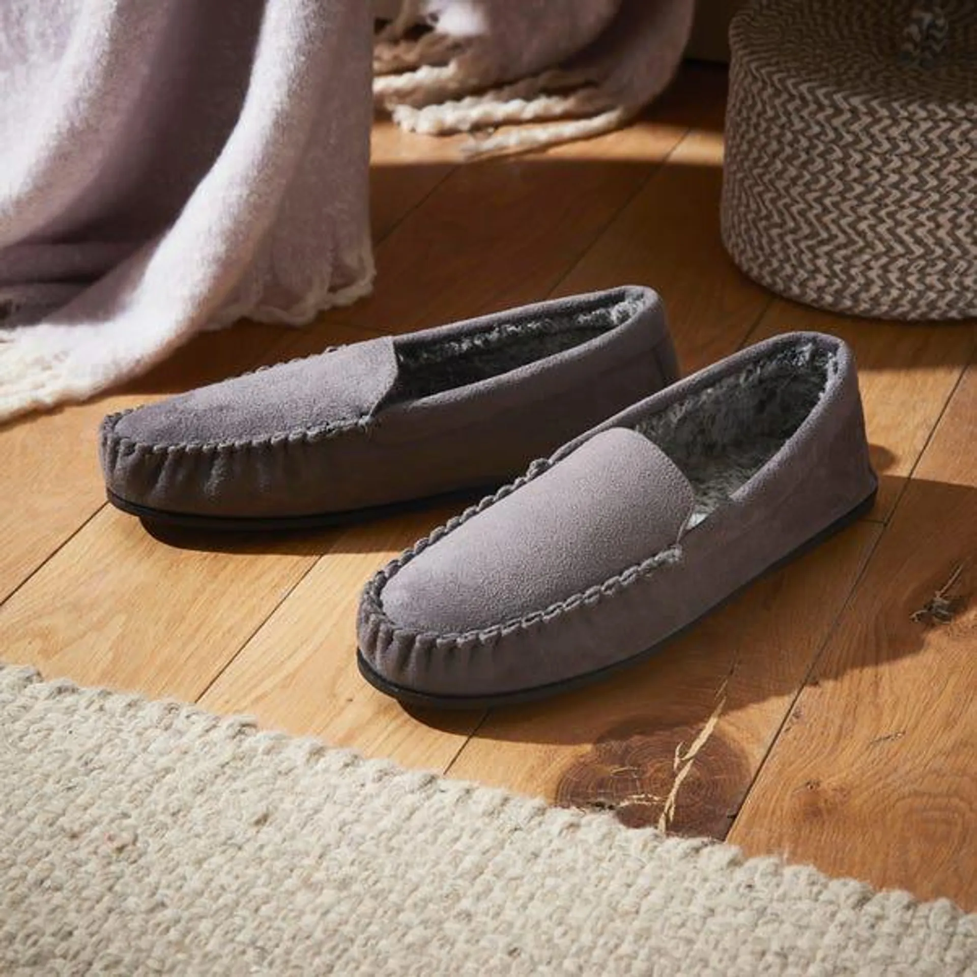 Mens Faux Fur Lined Moccasins