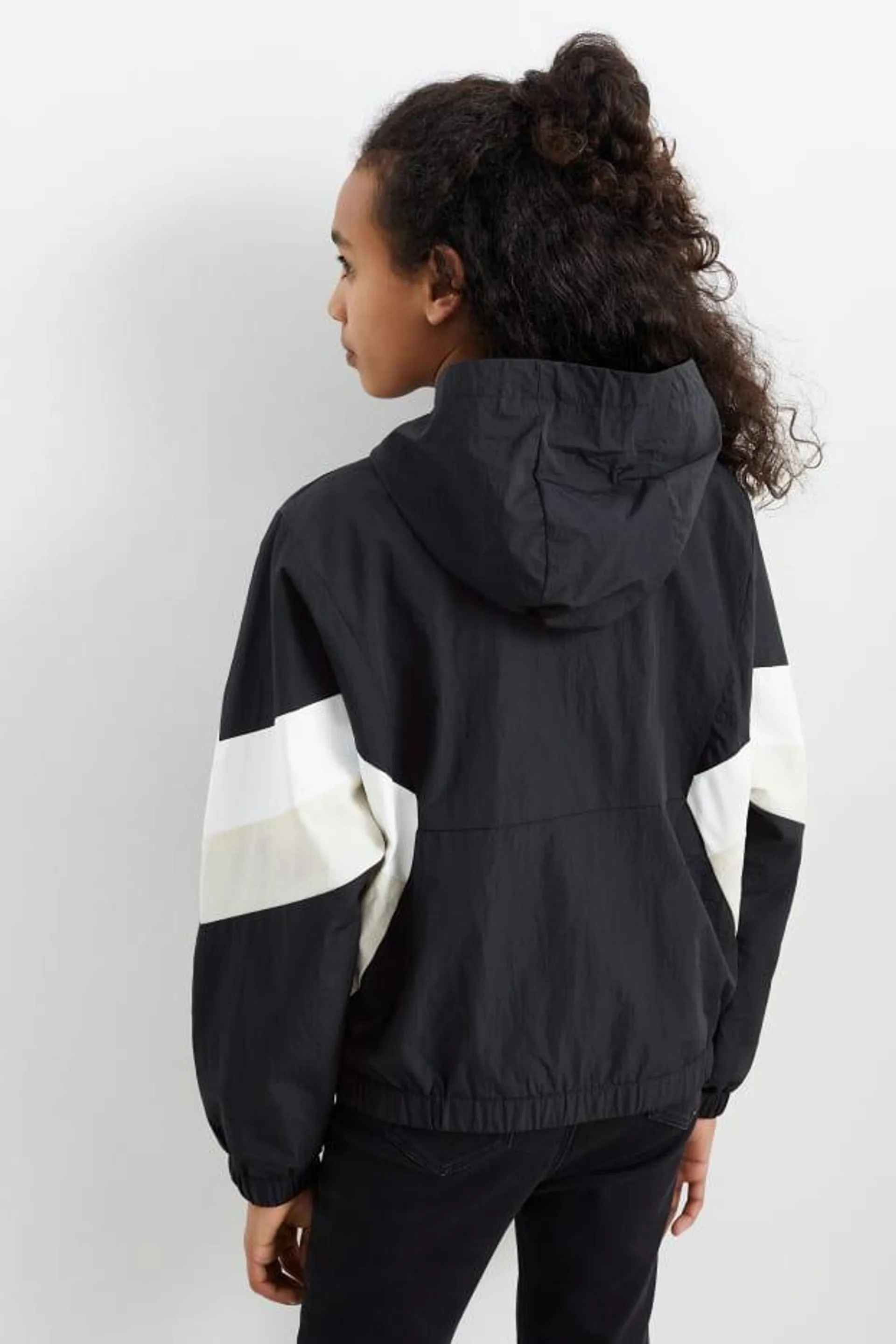 Jacket with hood - lined - water-repellent