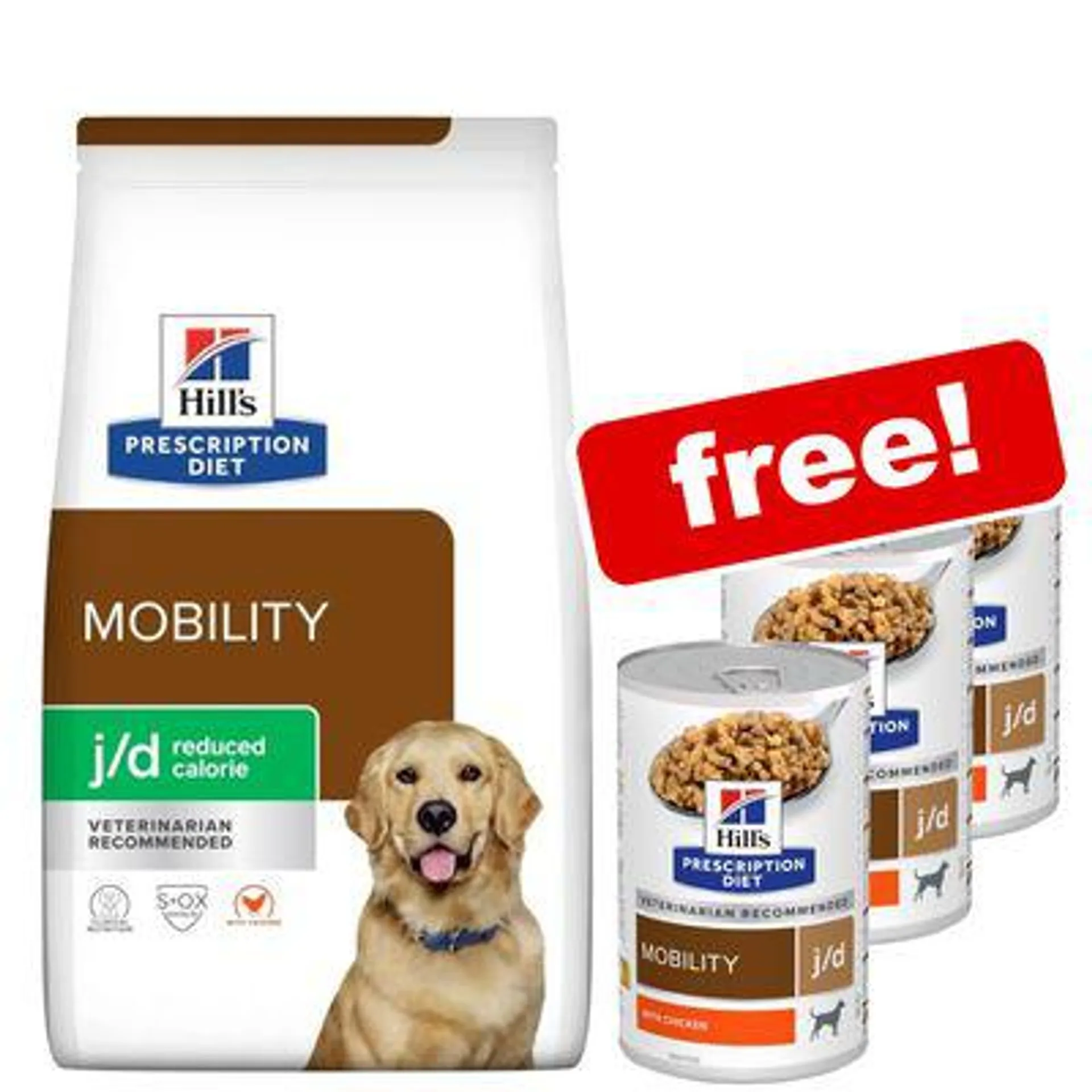 12kg Hill's Prescription Diet Dry Dog Food + 3 x 370g Wet Food Free! *