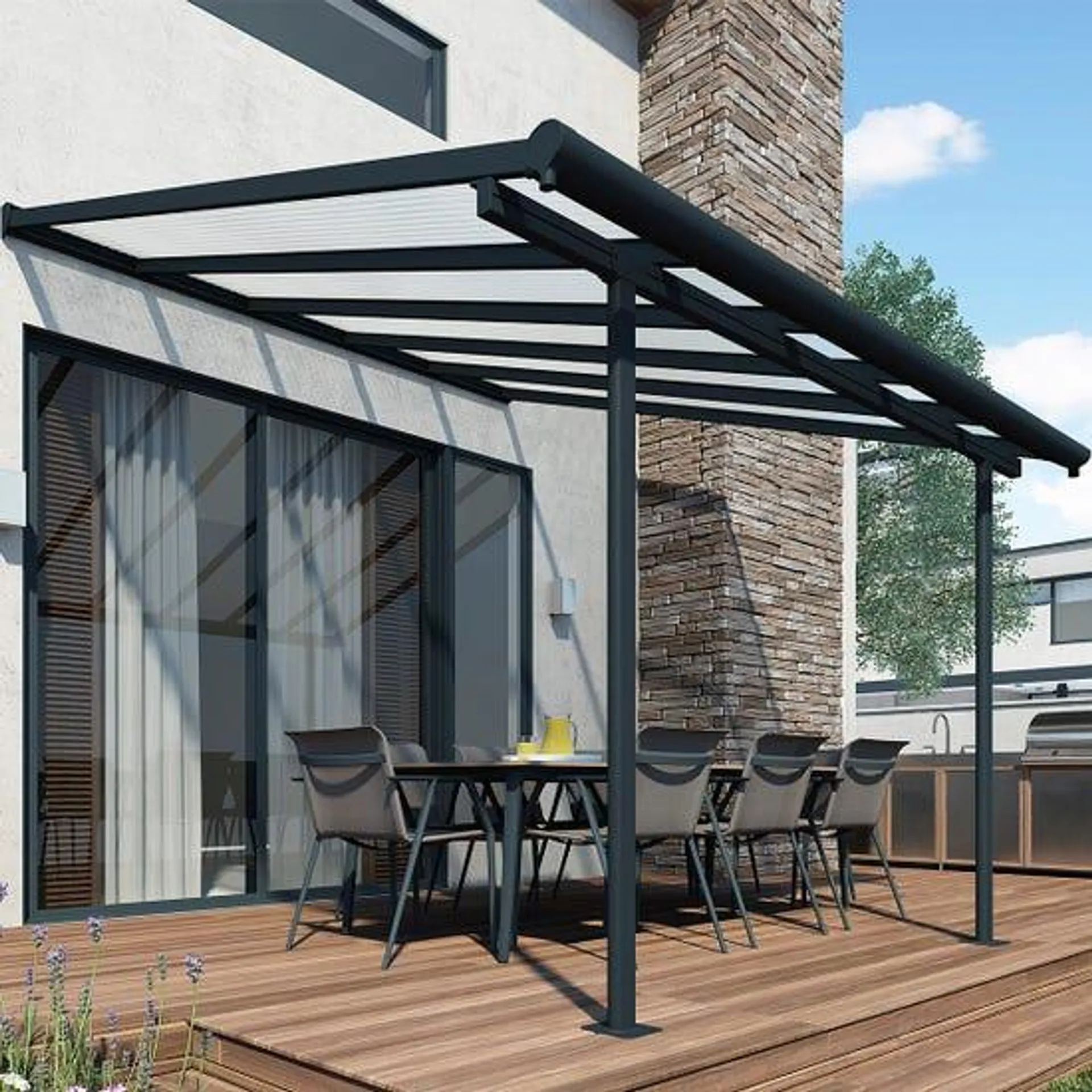 Canopia by Palram Sierra Patio Cover 3m x 3.05m - Grey Clear