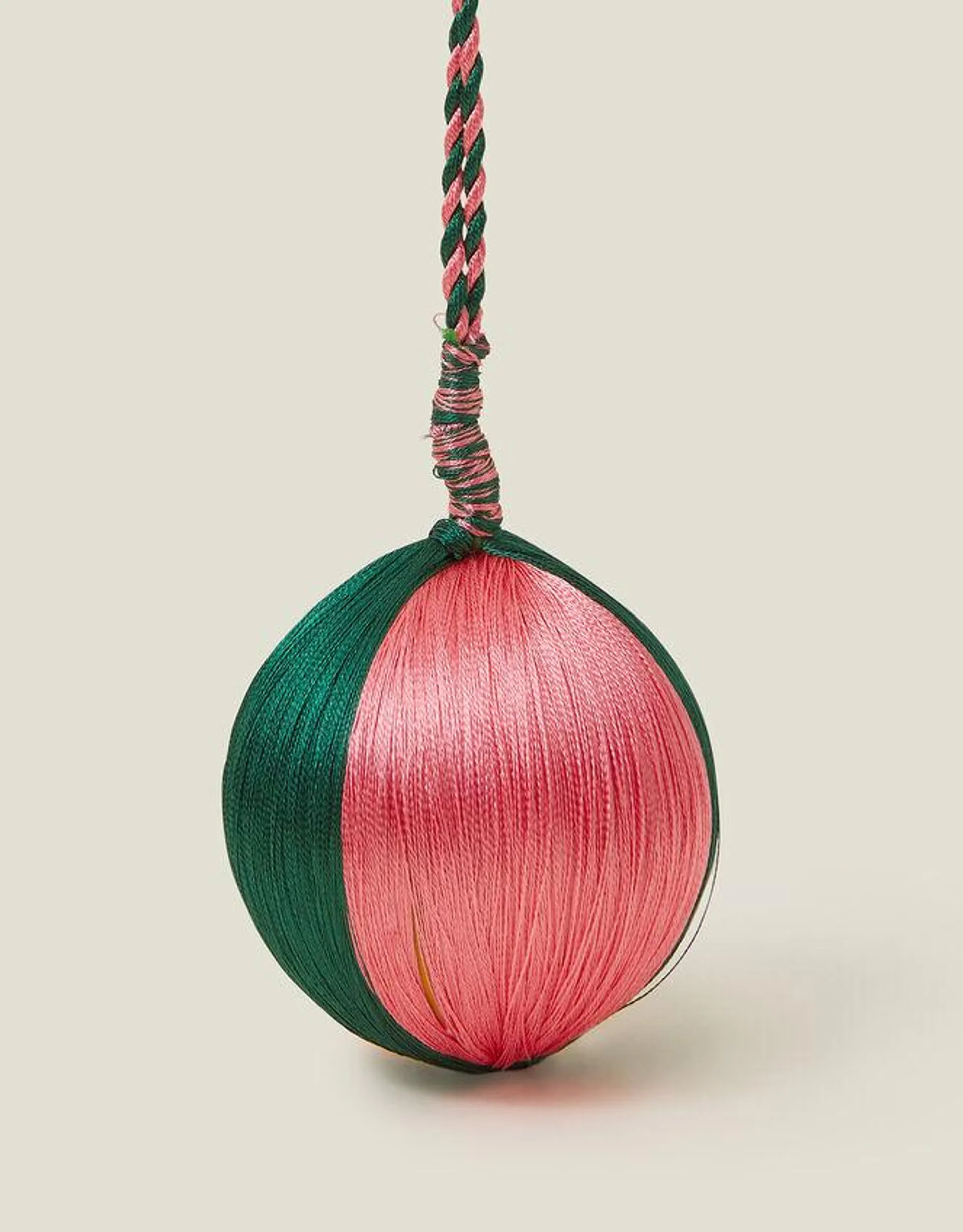 Satin Stripe Bauble Green