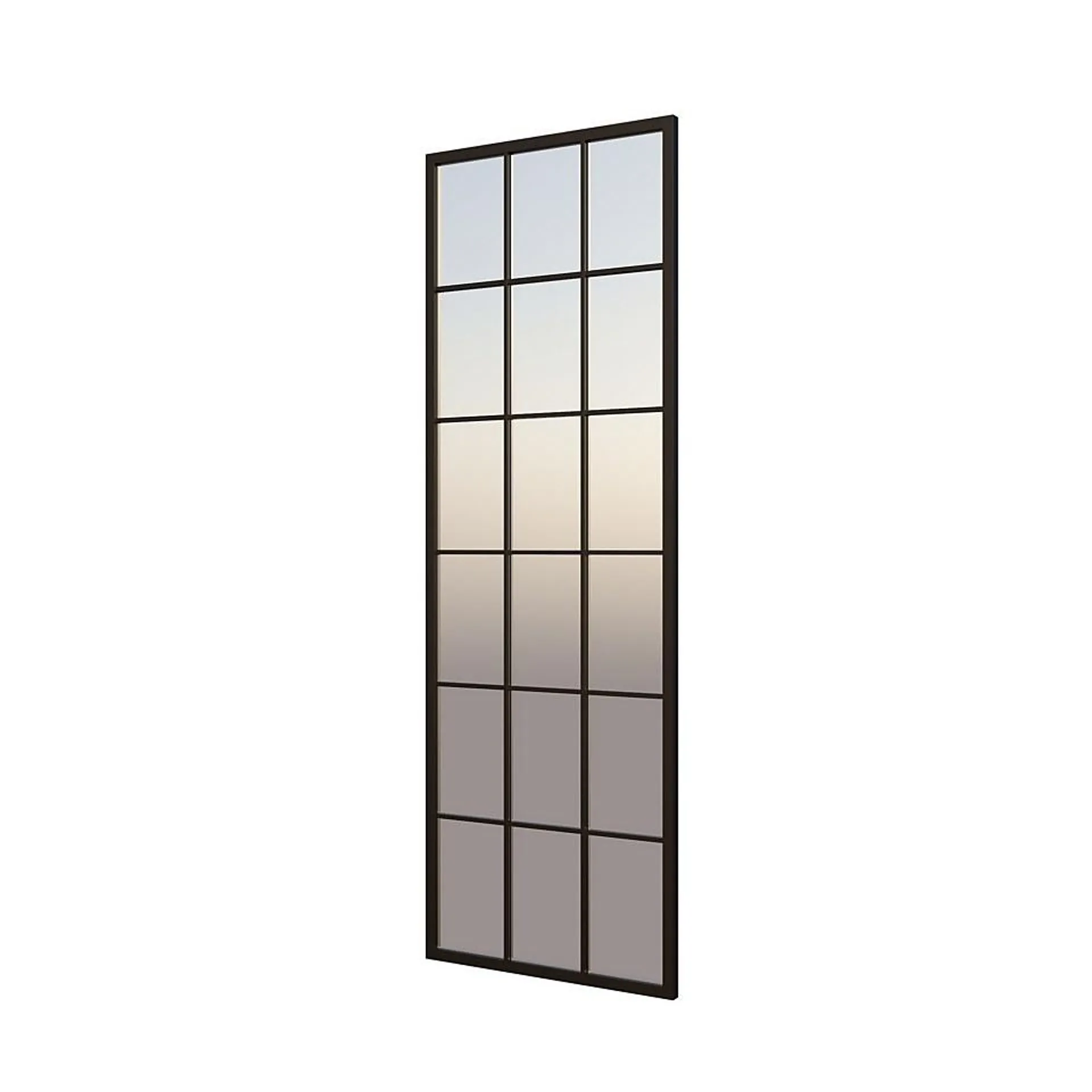 Black Metal Rectangle Window Pane Leaning Mirror - 150x50cm