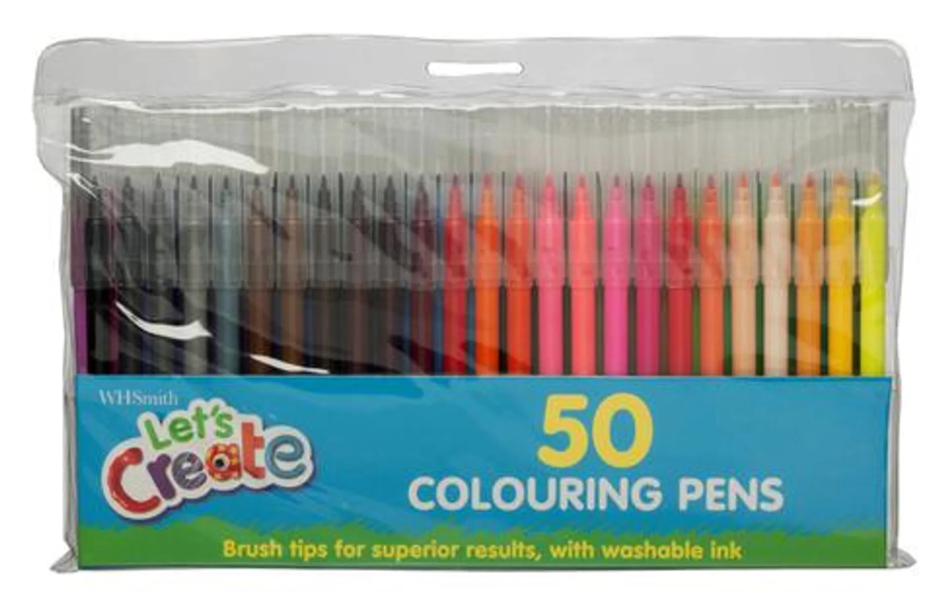 WHSmith Let's Create Colouring Pens, Multi Ink (Pack of 50)