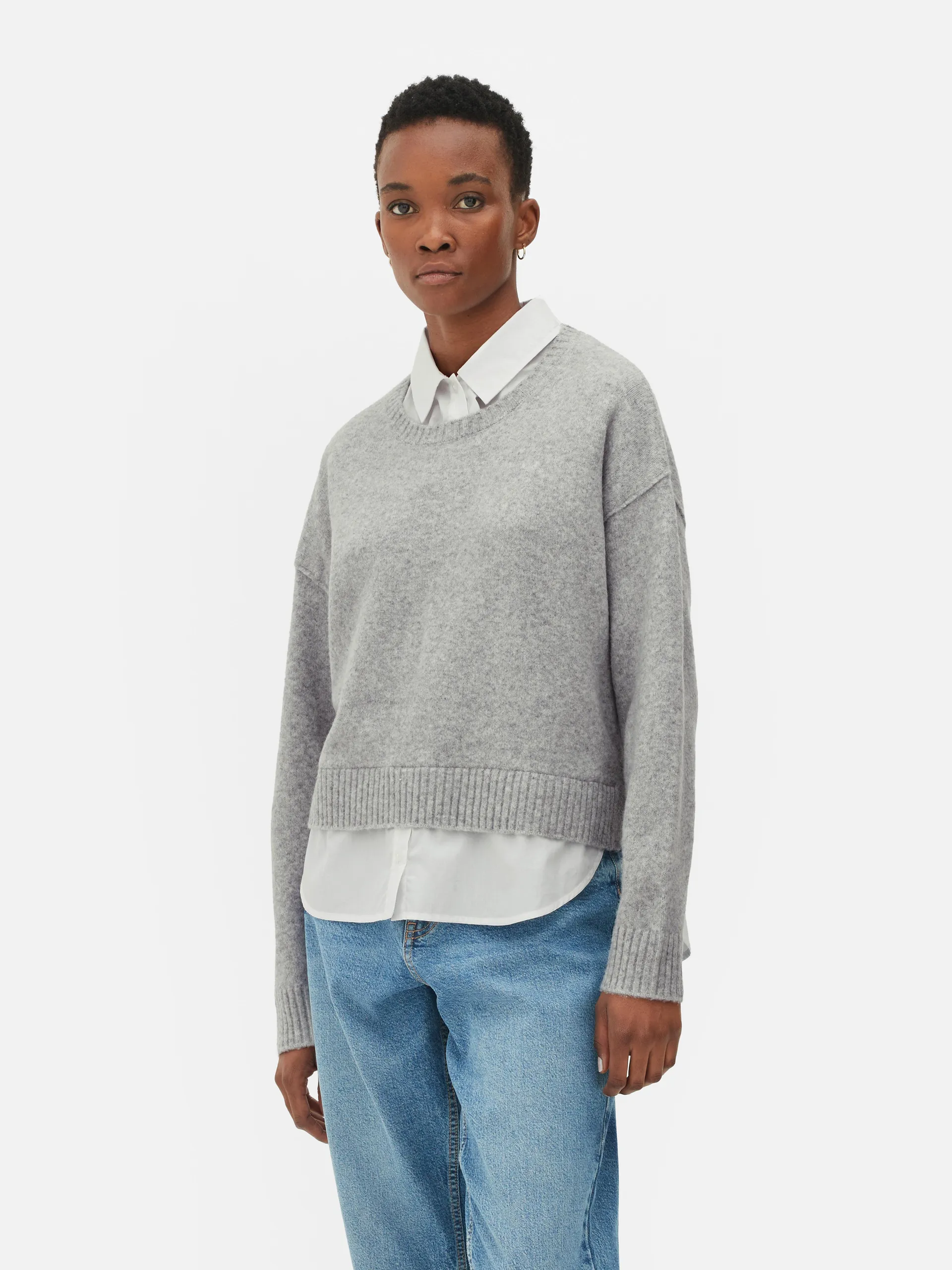 2-in-1-Pullover mit Kragen