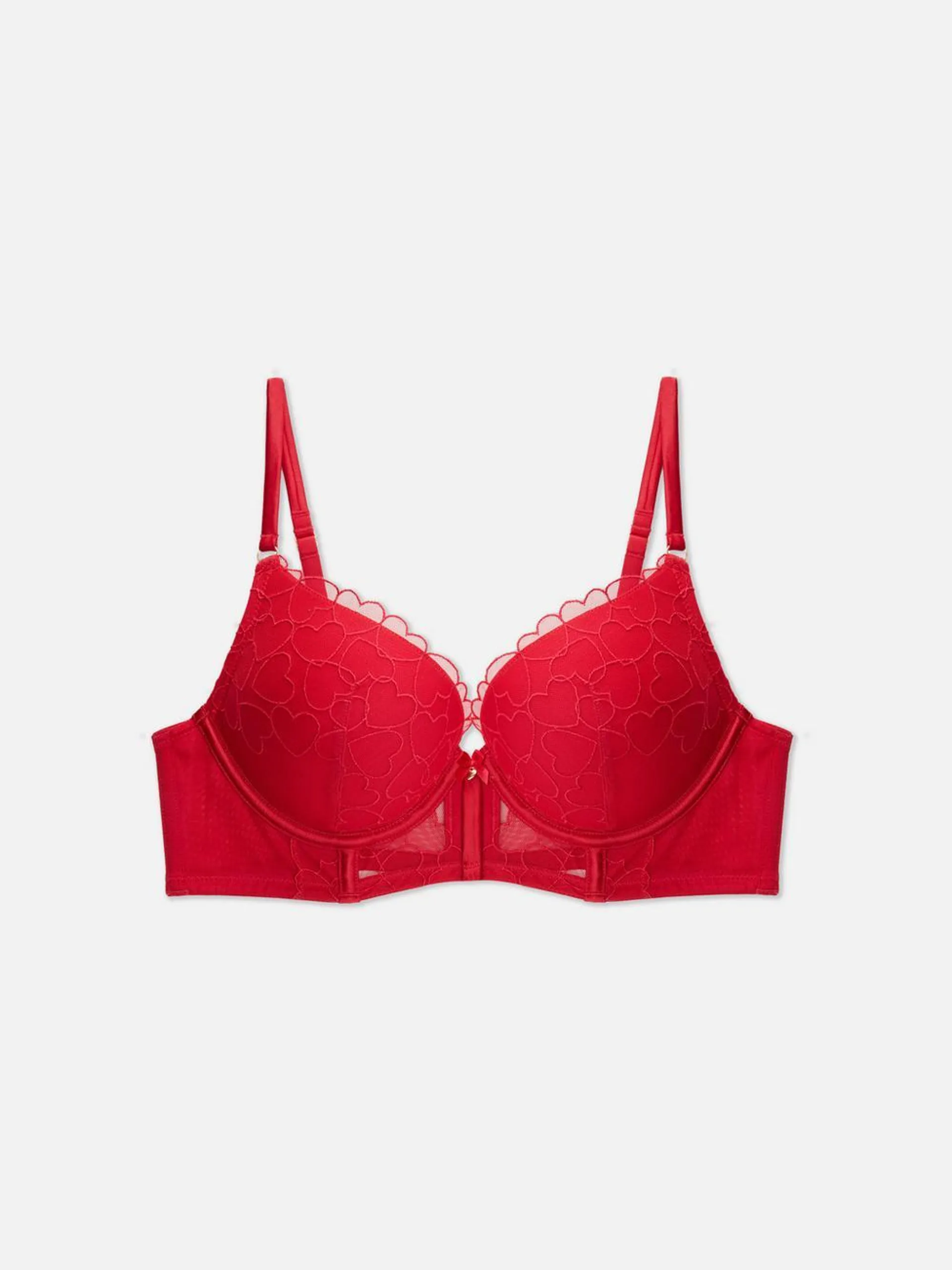 Embroidered Heart Longline Maximise Bra