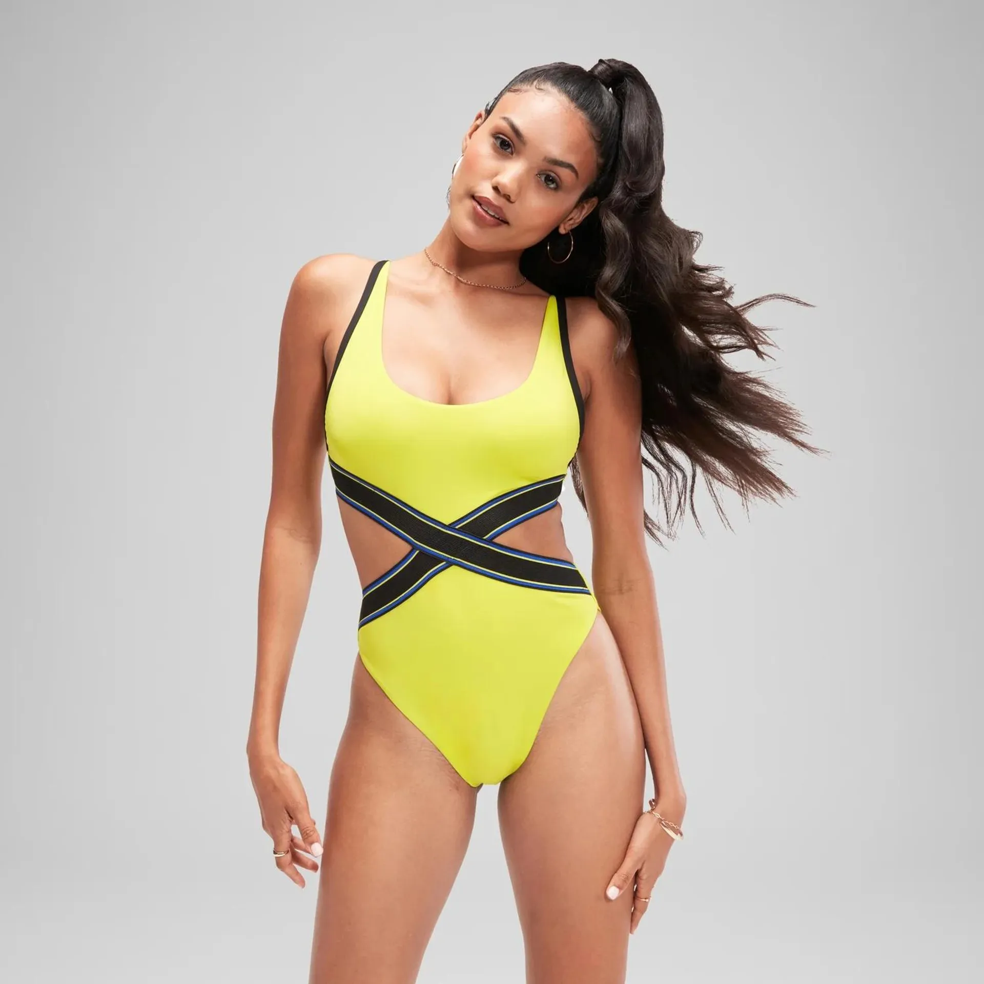 FLU3NTE Convertible Cut Out Swimsuit Green