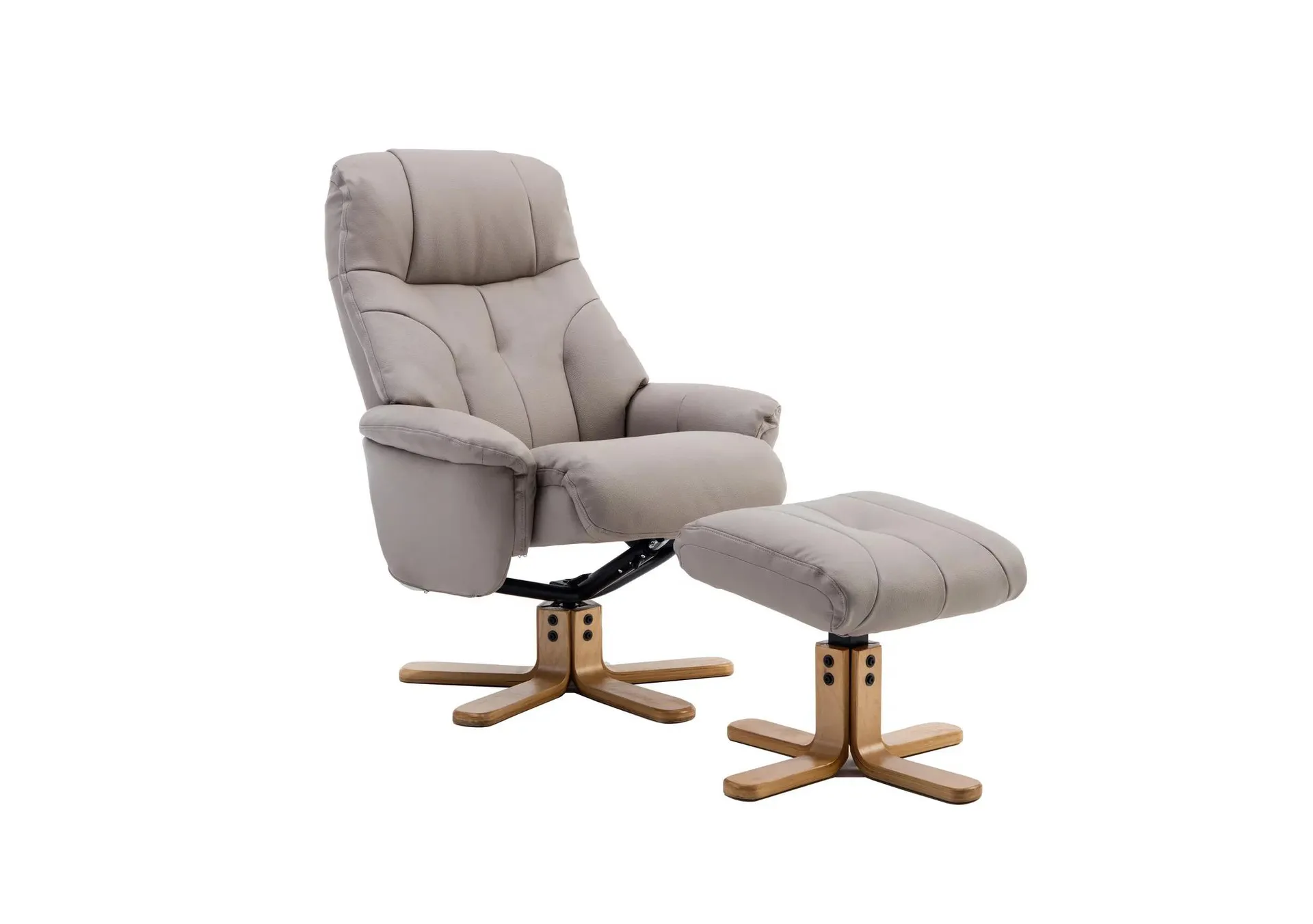 Muscat Faux Leather Swivel Recliner Chair and Footstool