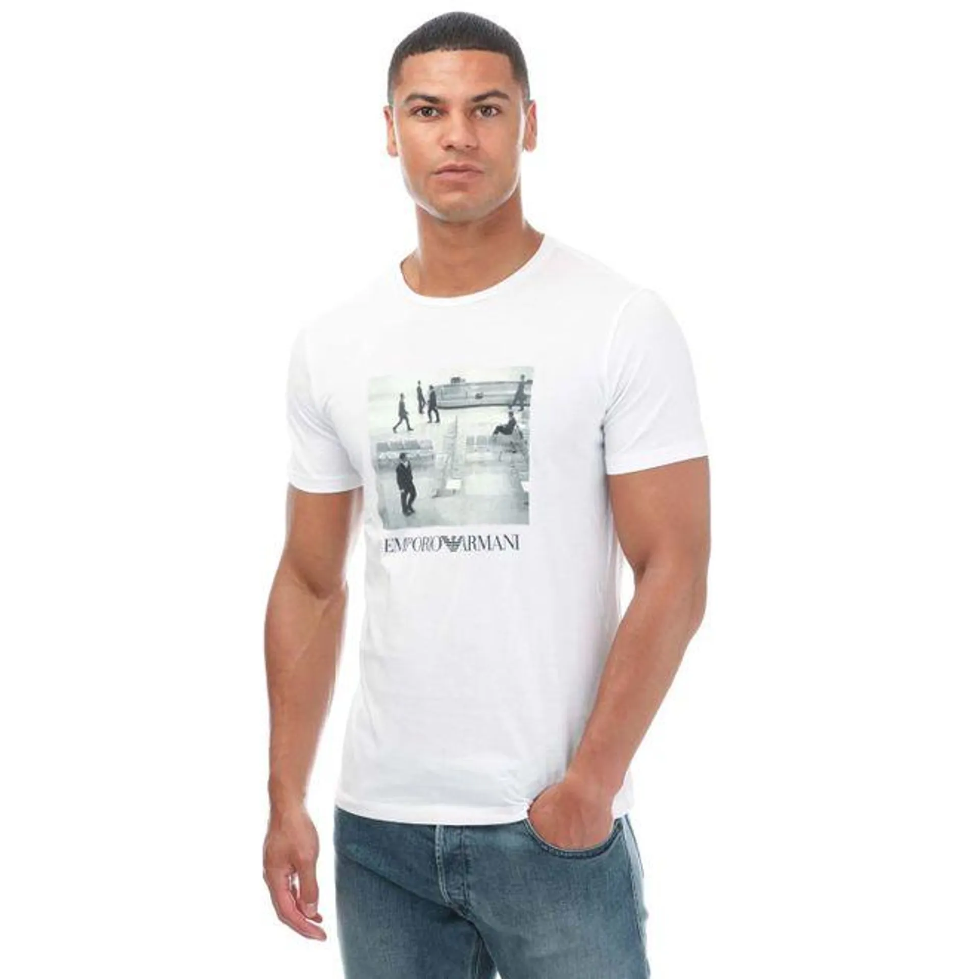 Armani Printed Crewneck T-Shirt in White