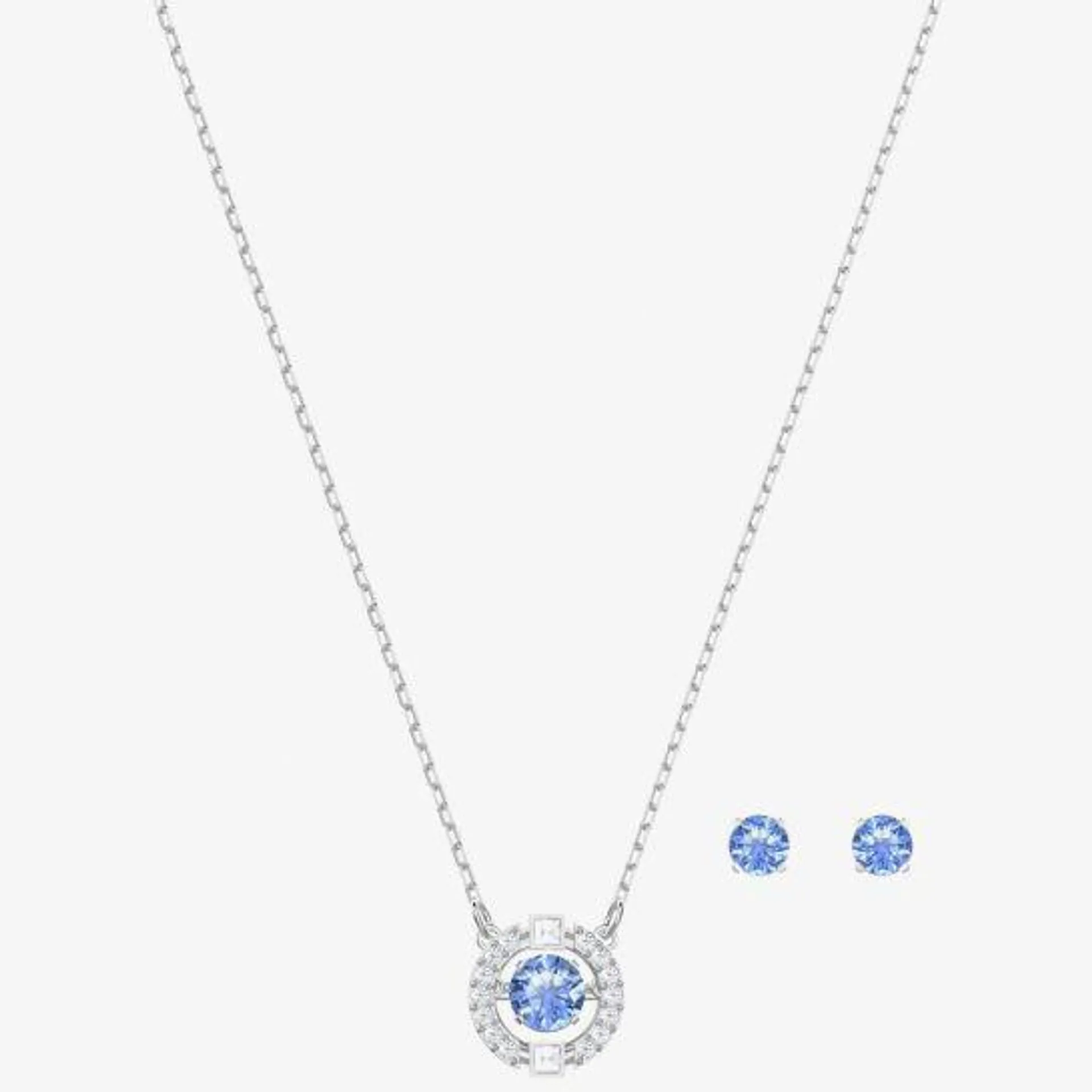 Sparkling Blue Crystal Pendant And Earring Set