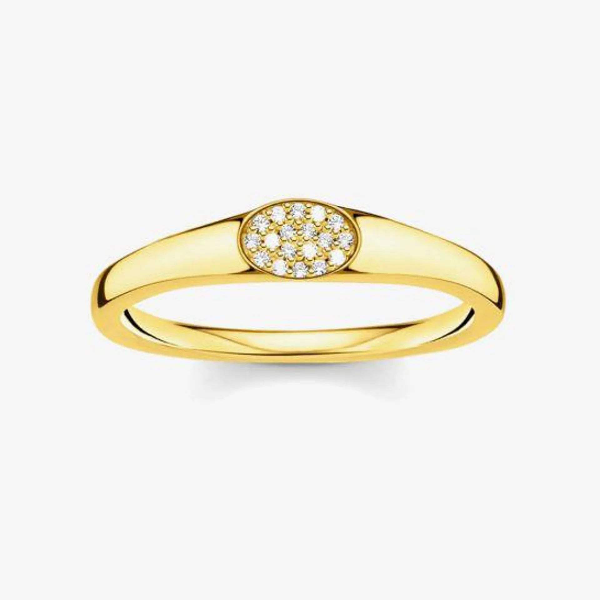 Gold Plated Oval Cubic Zirconia Pavé Ring