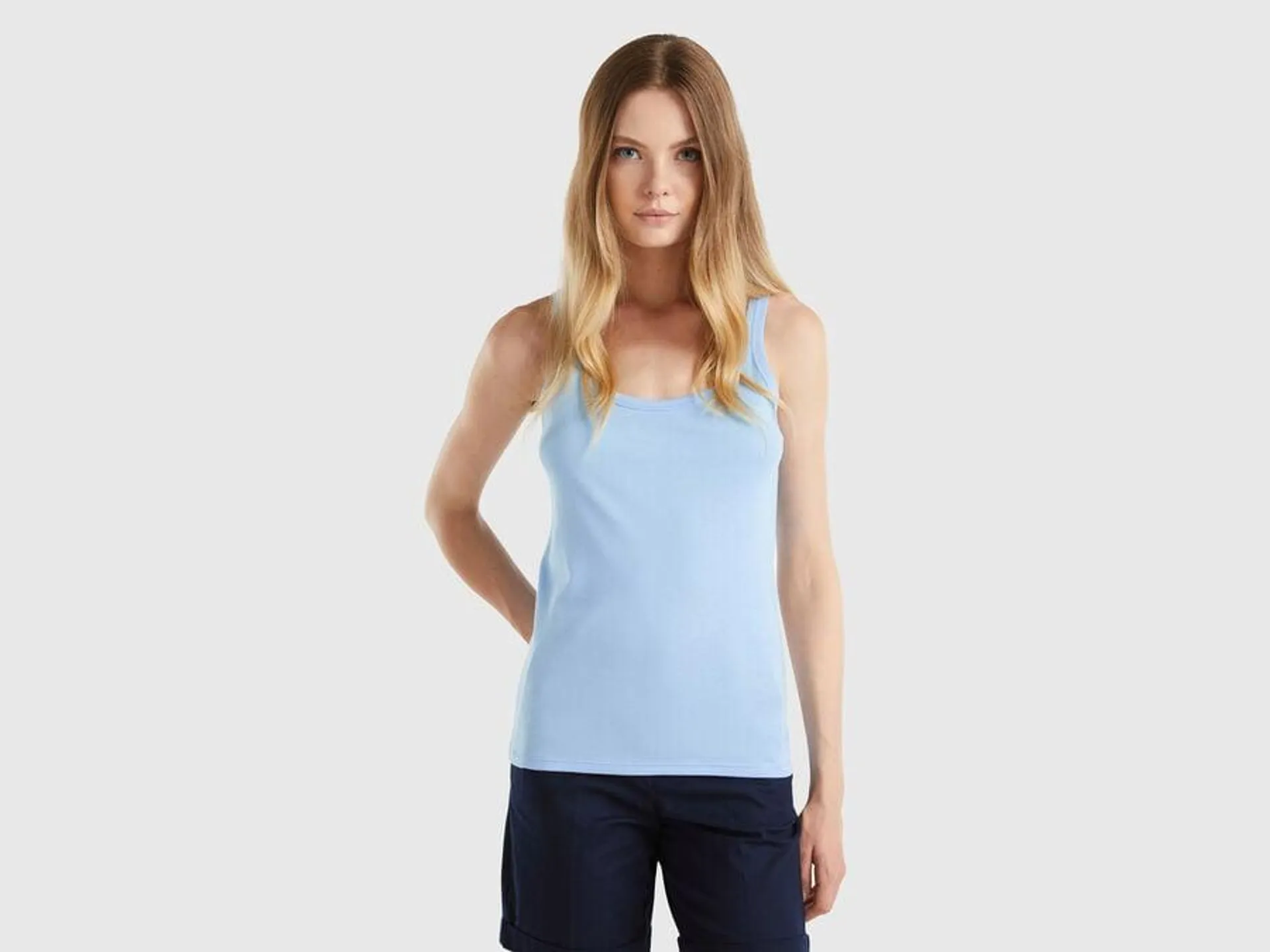 Light blue tank top in pure cotton