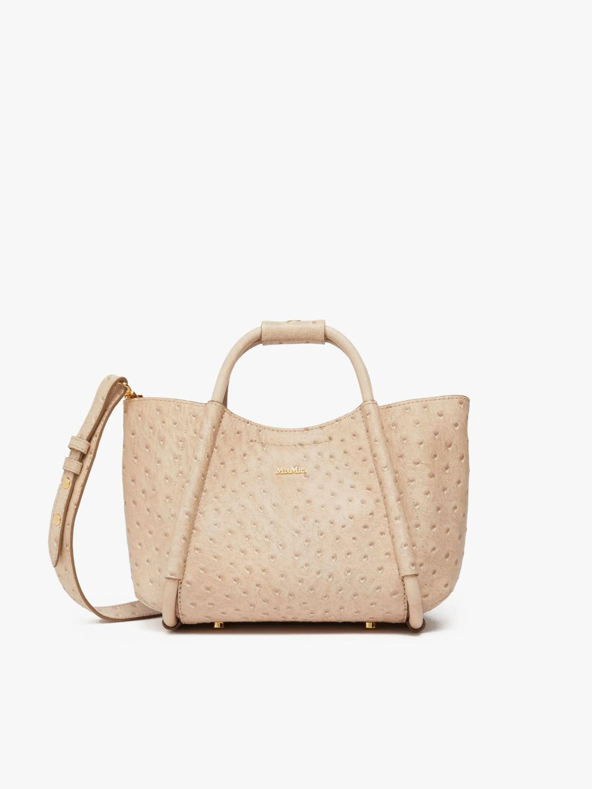 Extra-small ostrich-print leather Marine Bag