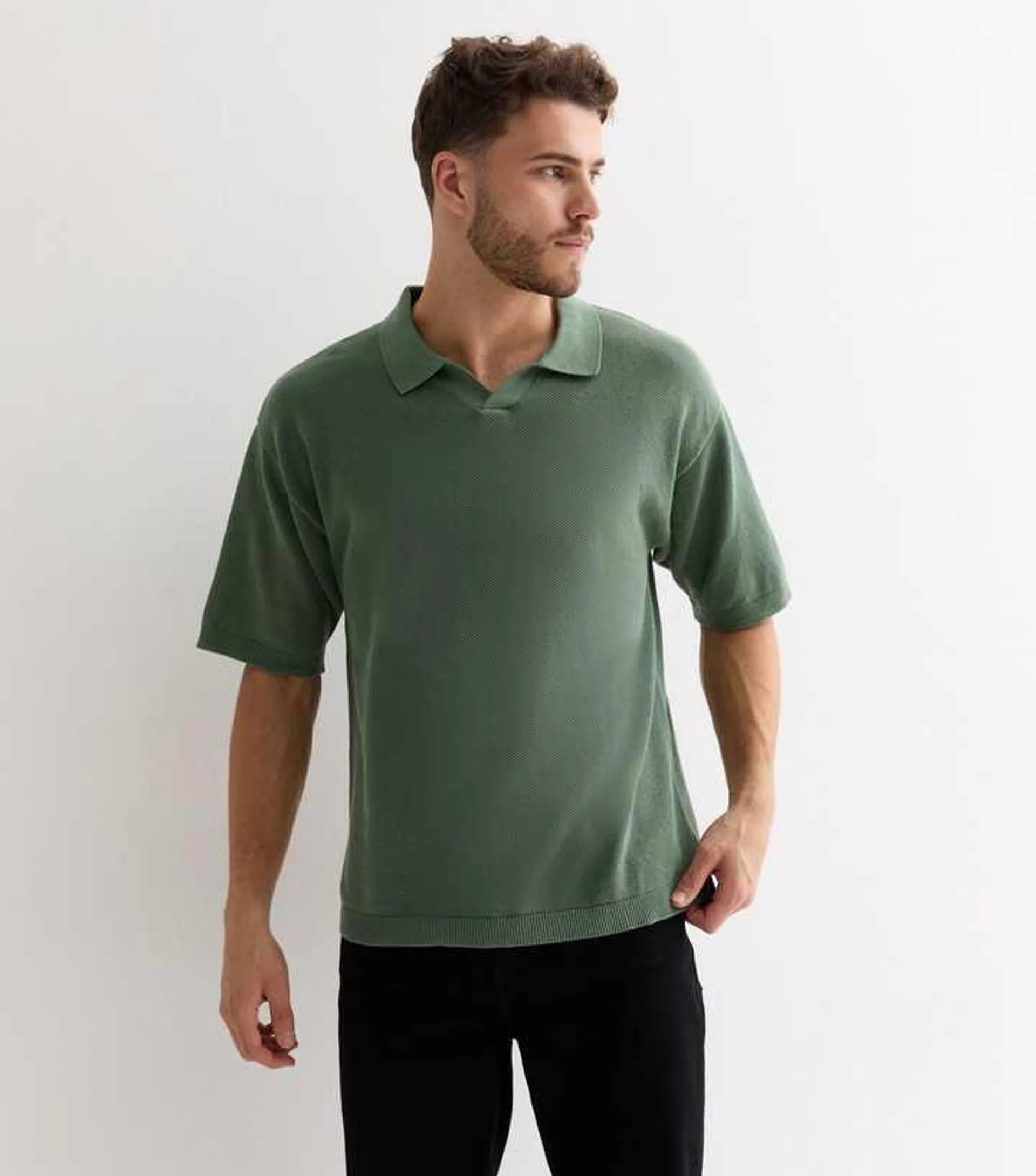 Jack & Jones Khaki Knit Polo Shirt