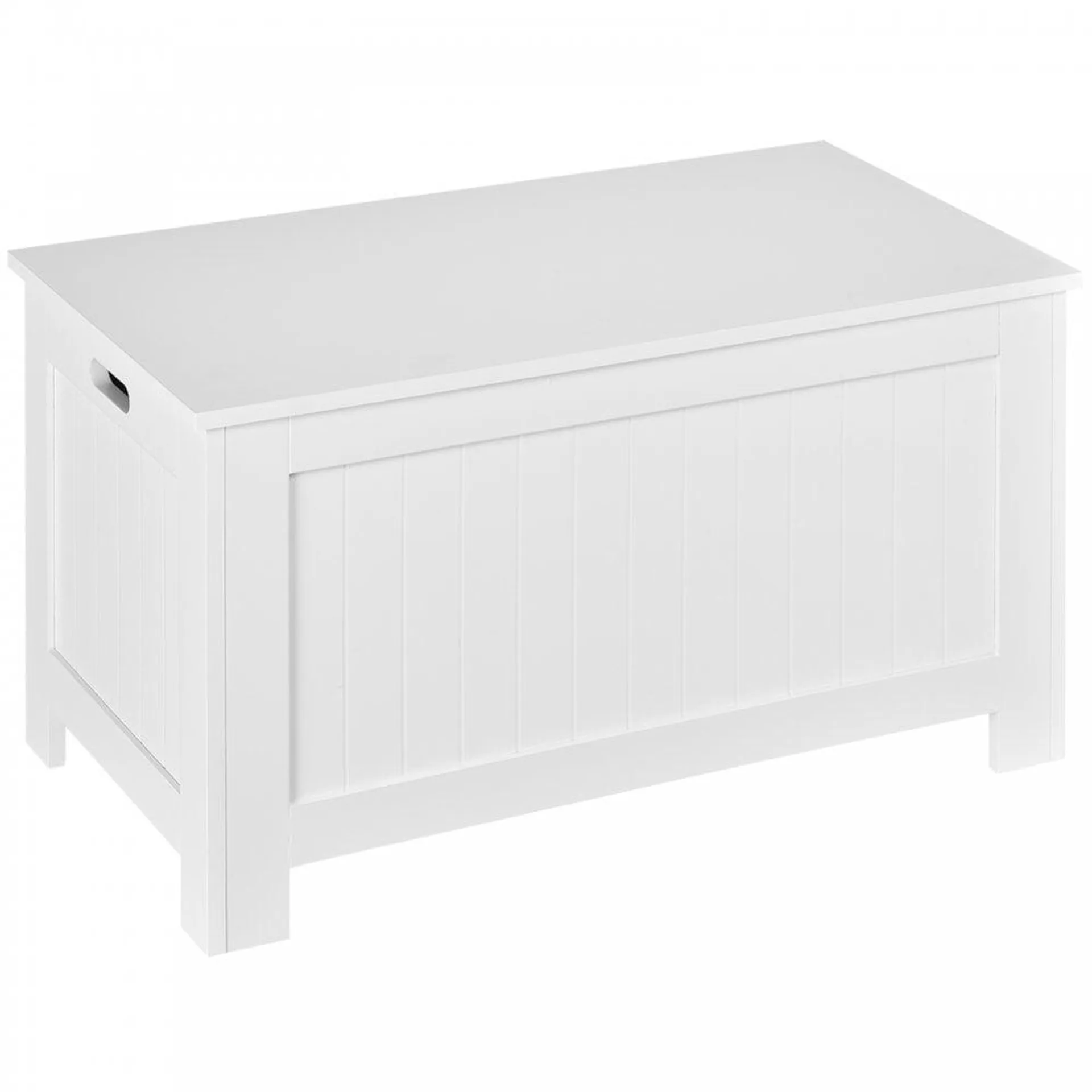 HOMCOM Large Storage Box with Lid & Safety Hinges, White