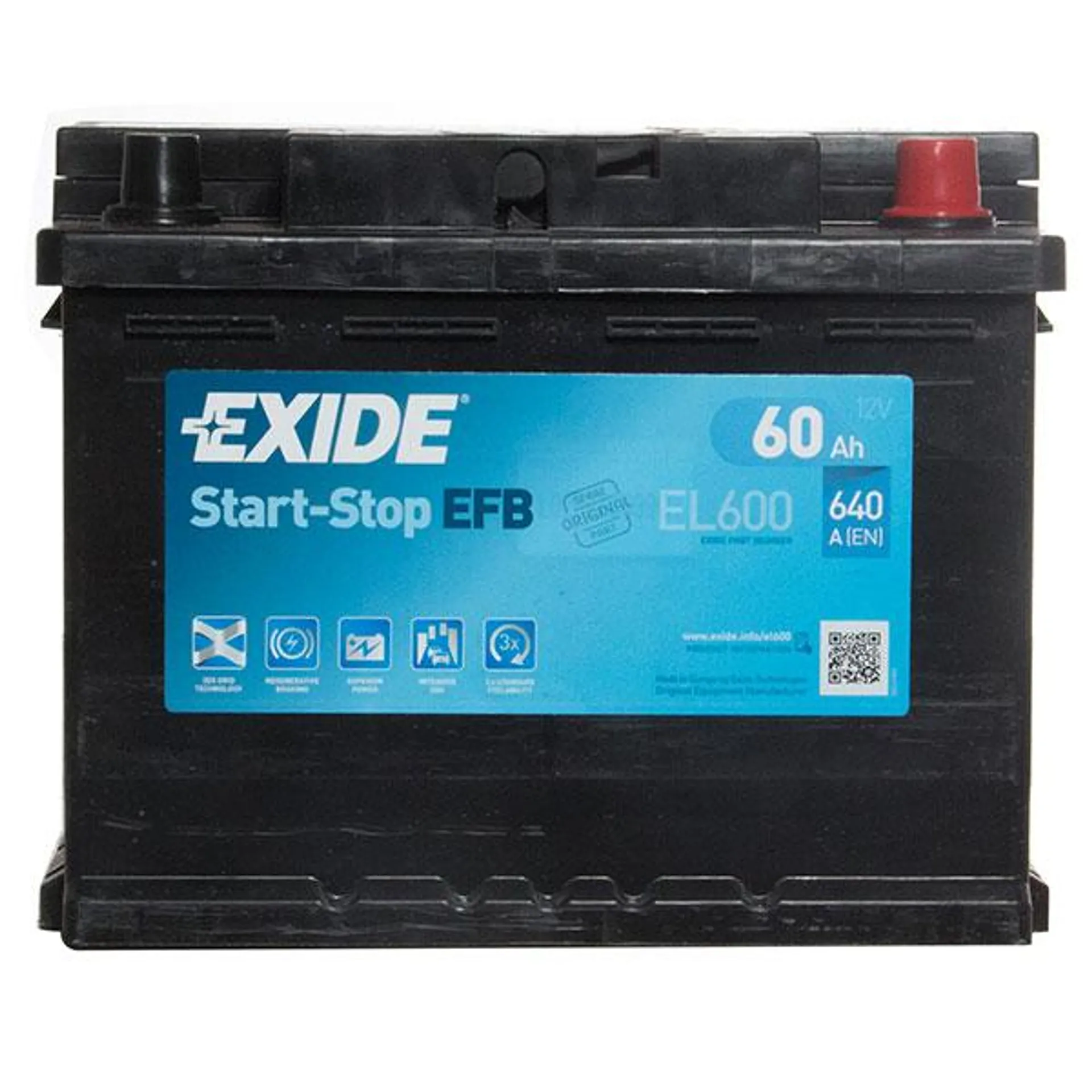 Exide EFB Stop/Start 027 EL600 60AH 640CCA Car Battery - 3 year Guarantee