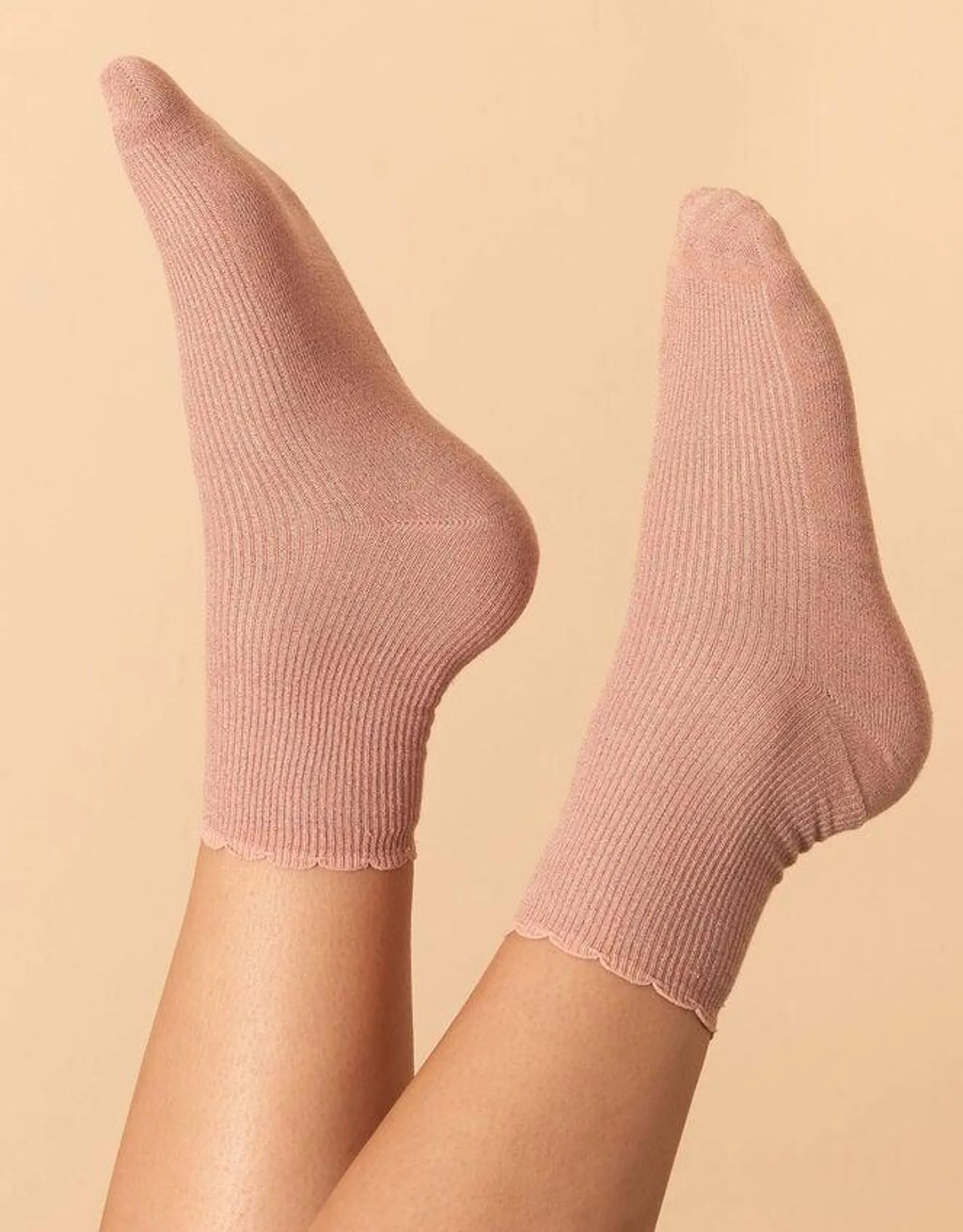 Sparkle Ribbed Socks Pink