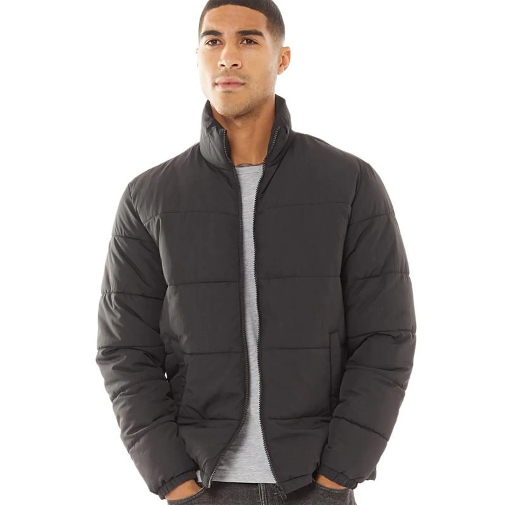 JACK AND JONES Mens Paul Puffer Stand Jacket Black