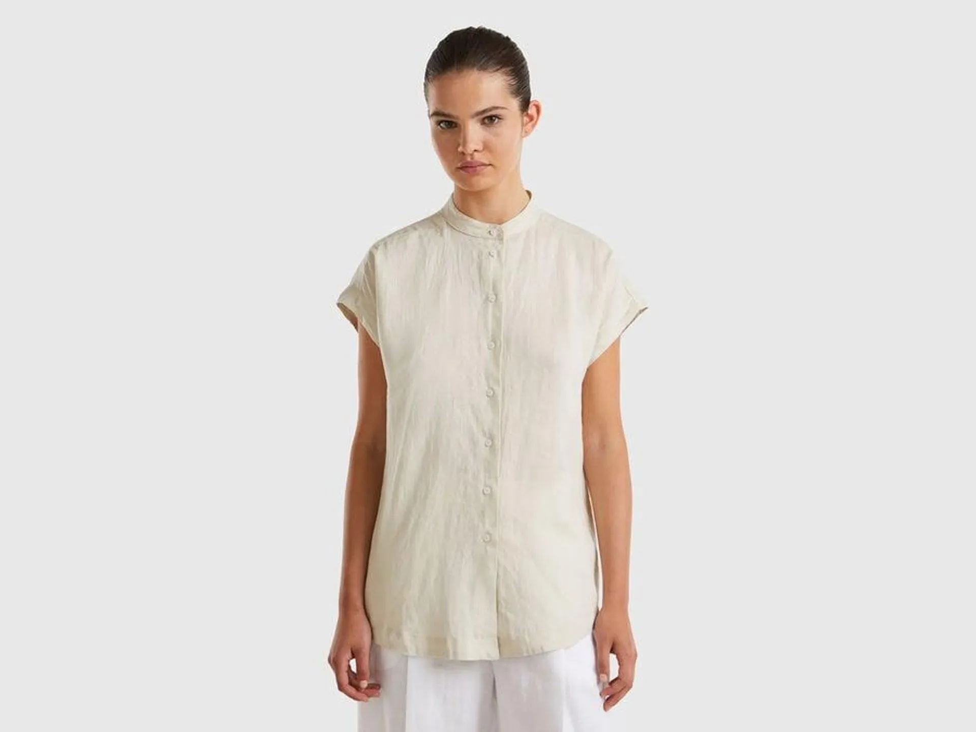 Mandarin shirt in pure linen