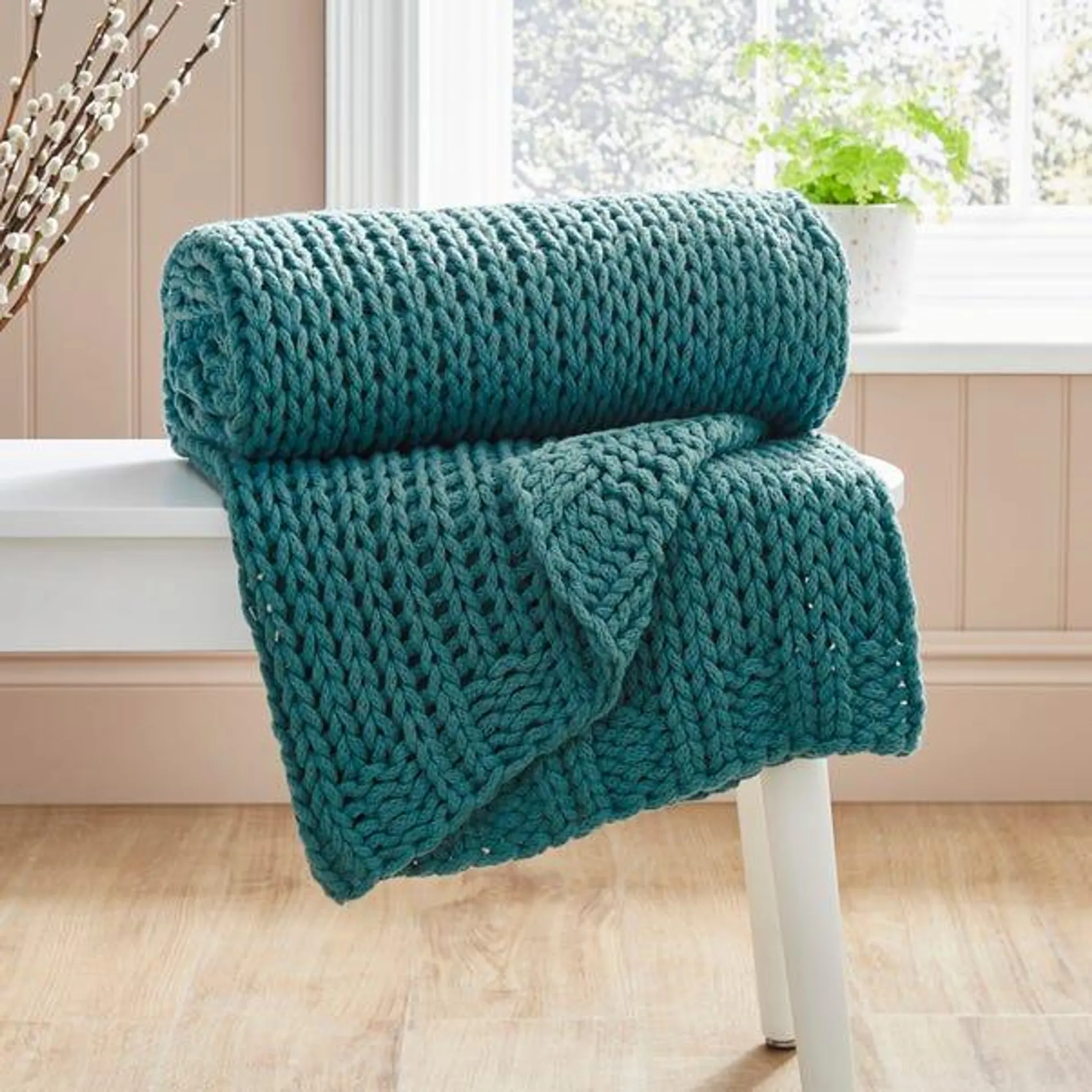 Chunky Knit Recycled Throw 130cm x 170cm