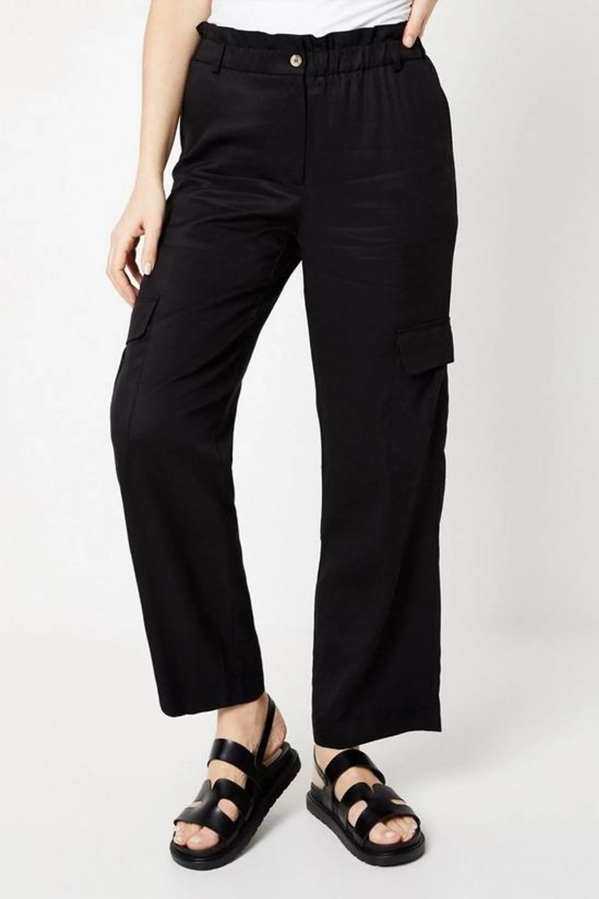 Elasticated Waist Utlity Wide Leg Trousers