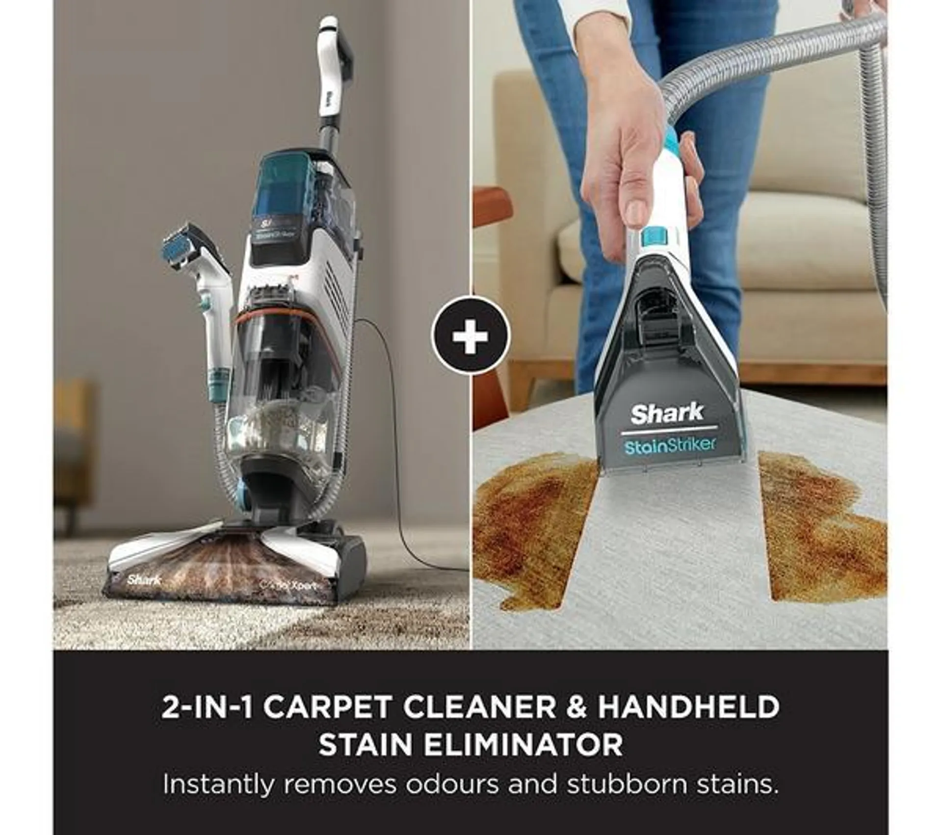 SHARK CarpetXpert with StainStriker EX200UK Upright Carpet Cleaner - White