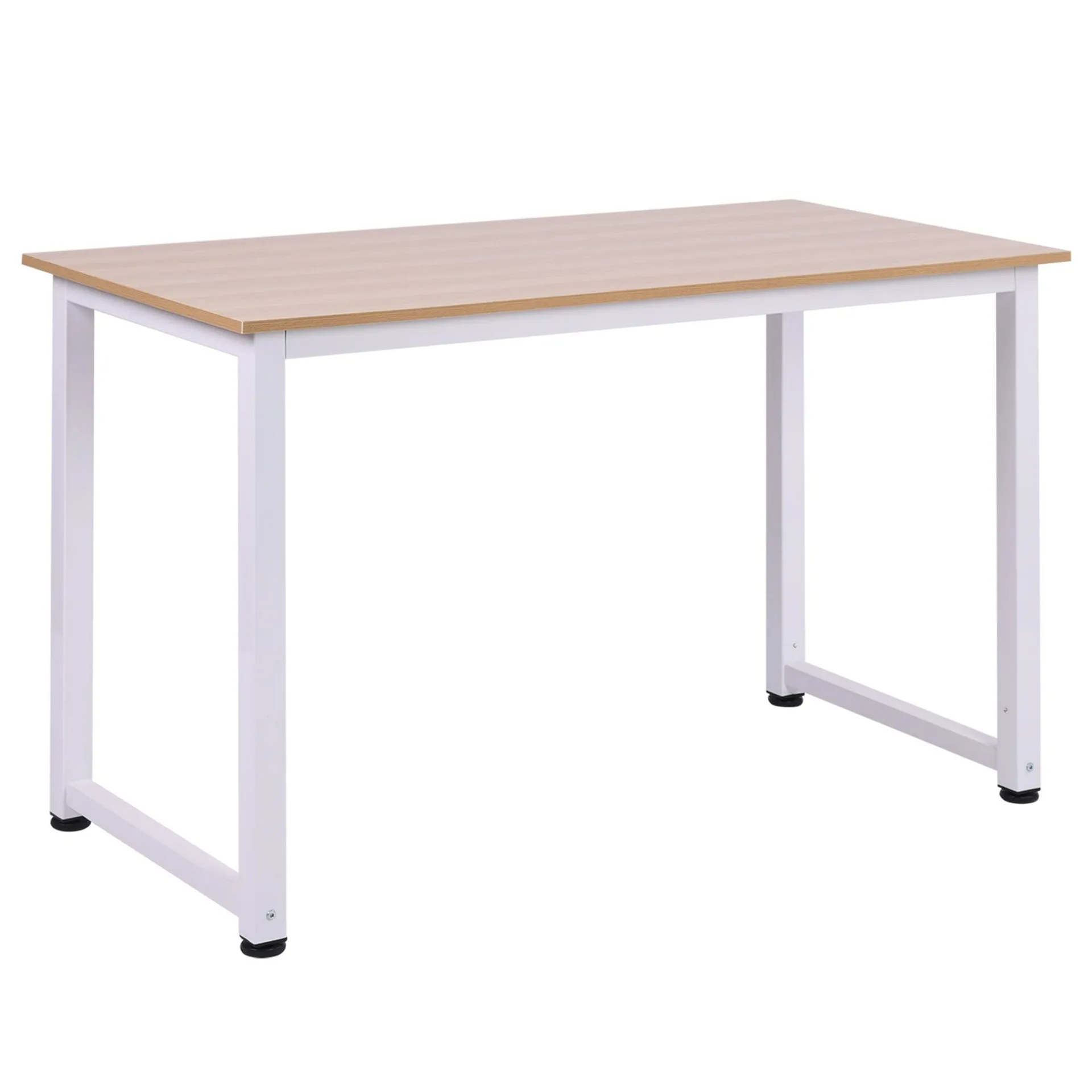 Computer Desk W/ White Metal Frame MDF, 120W x 60D x 76Hcm-Oak Grain Tone