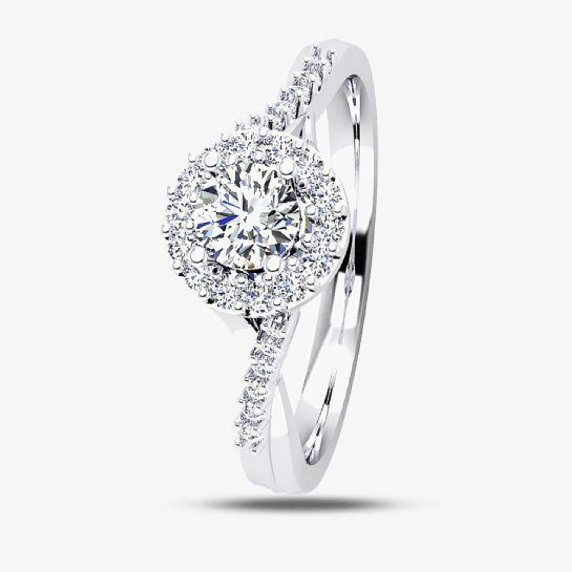 Platinum 0.43ct Diamond Cluster with Crossover Shoulders Ring