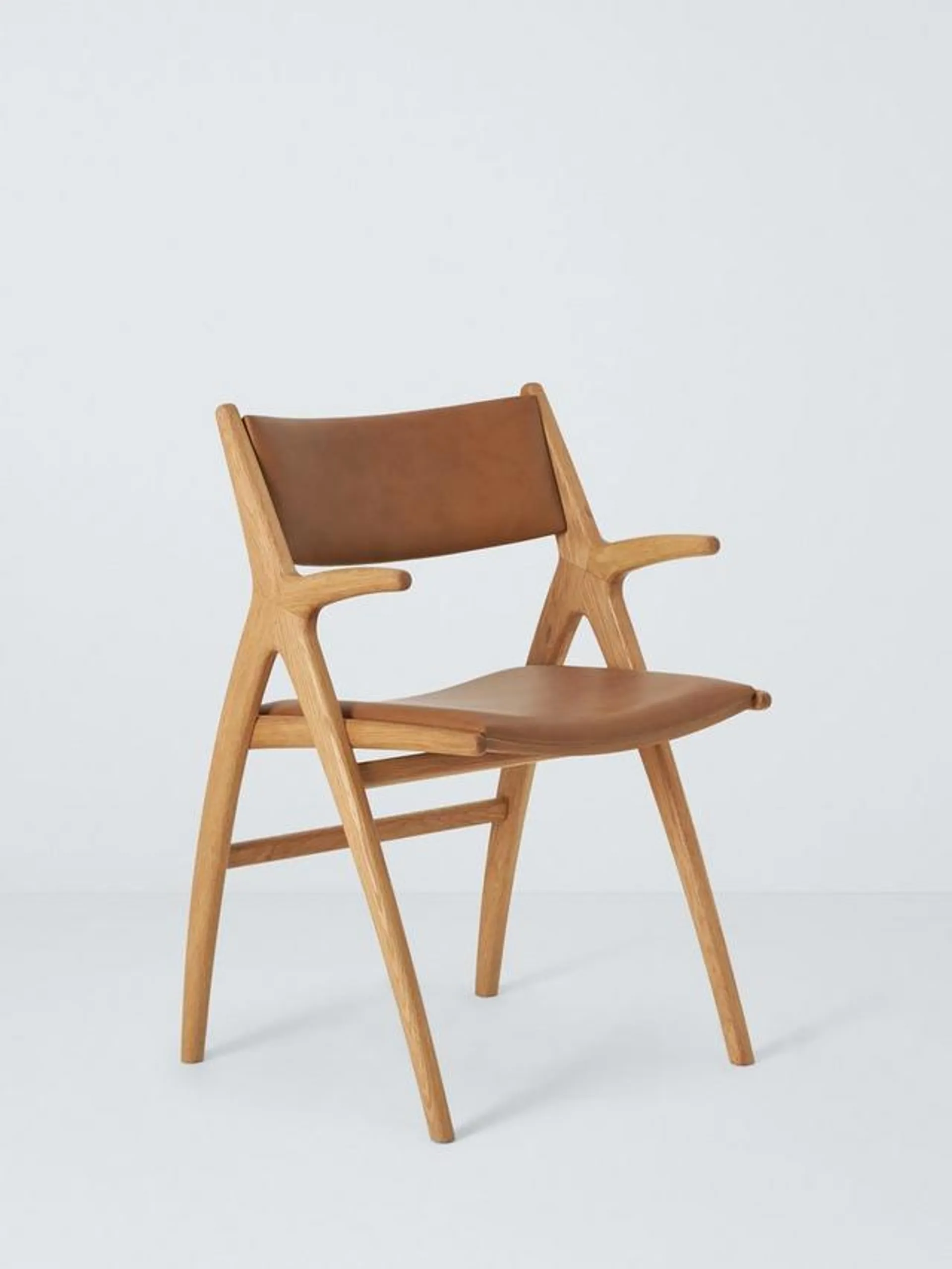 X-Ray Leather Dining Armchair, Oak/Camel