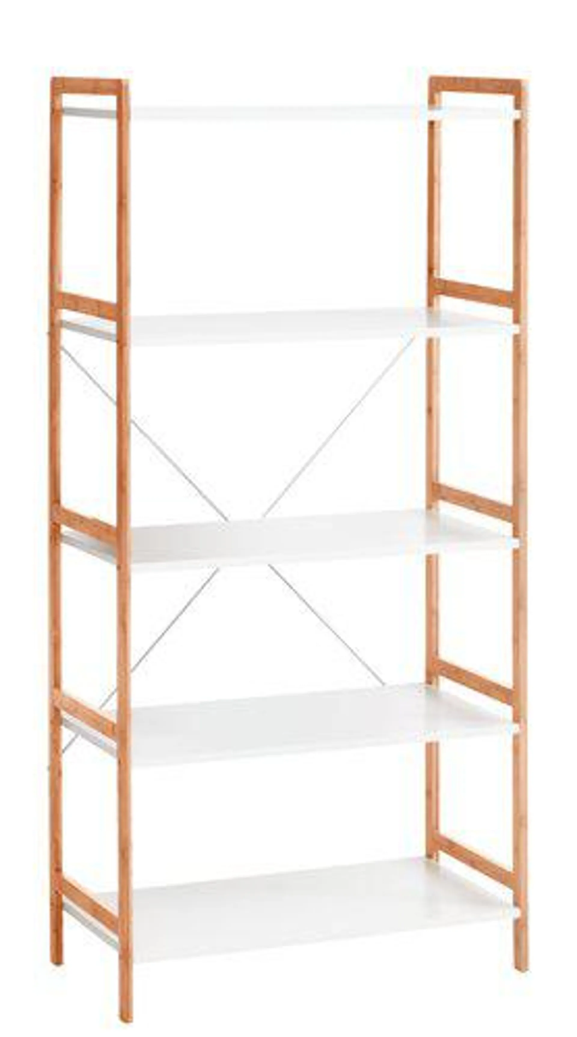 Shelving unit BROBY 5shlv wide bamboo/wh