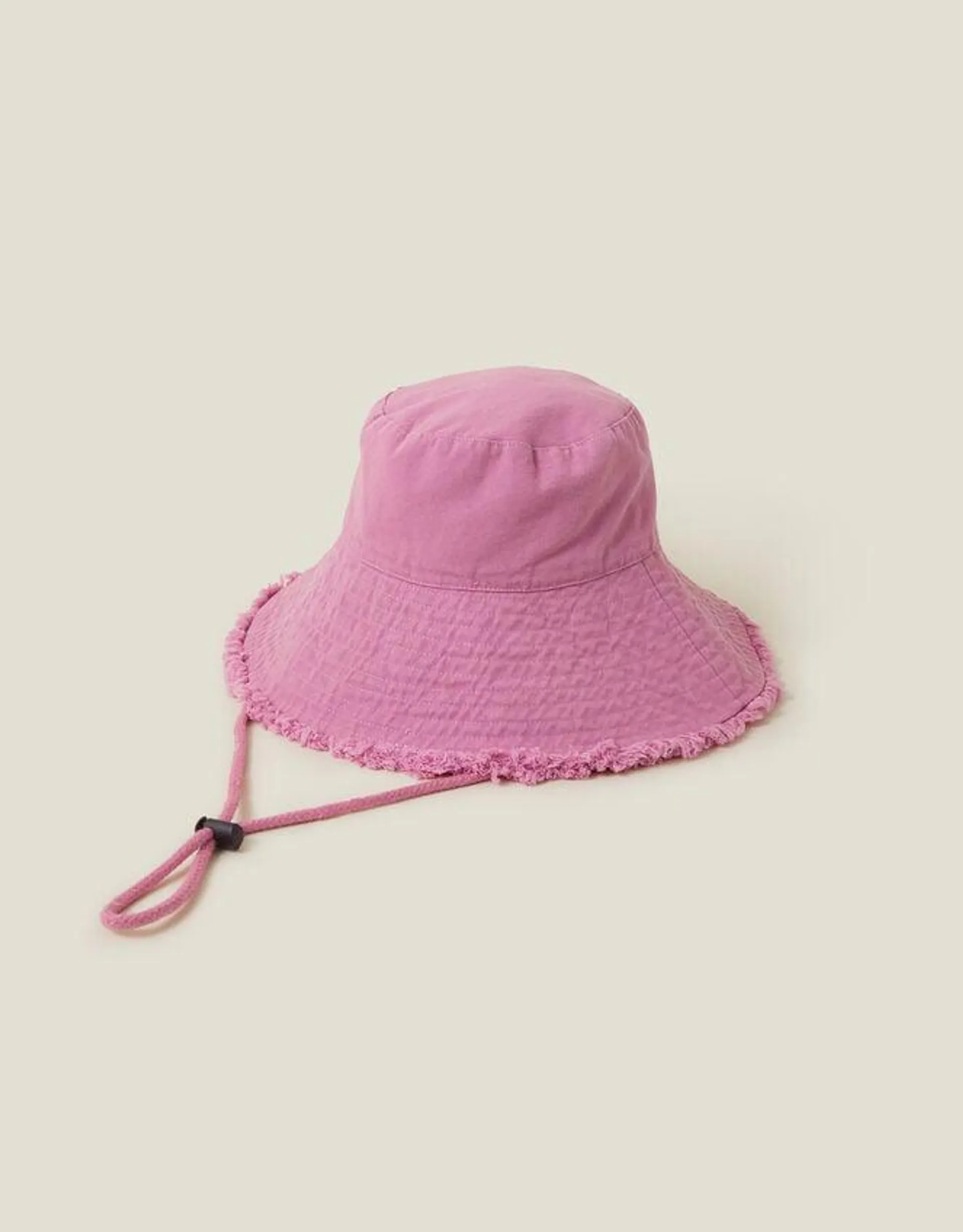 Lace Trim Bucket Hat Pink