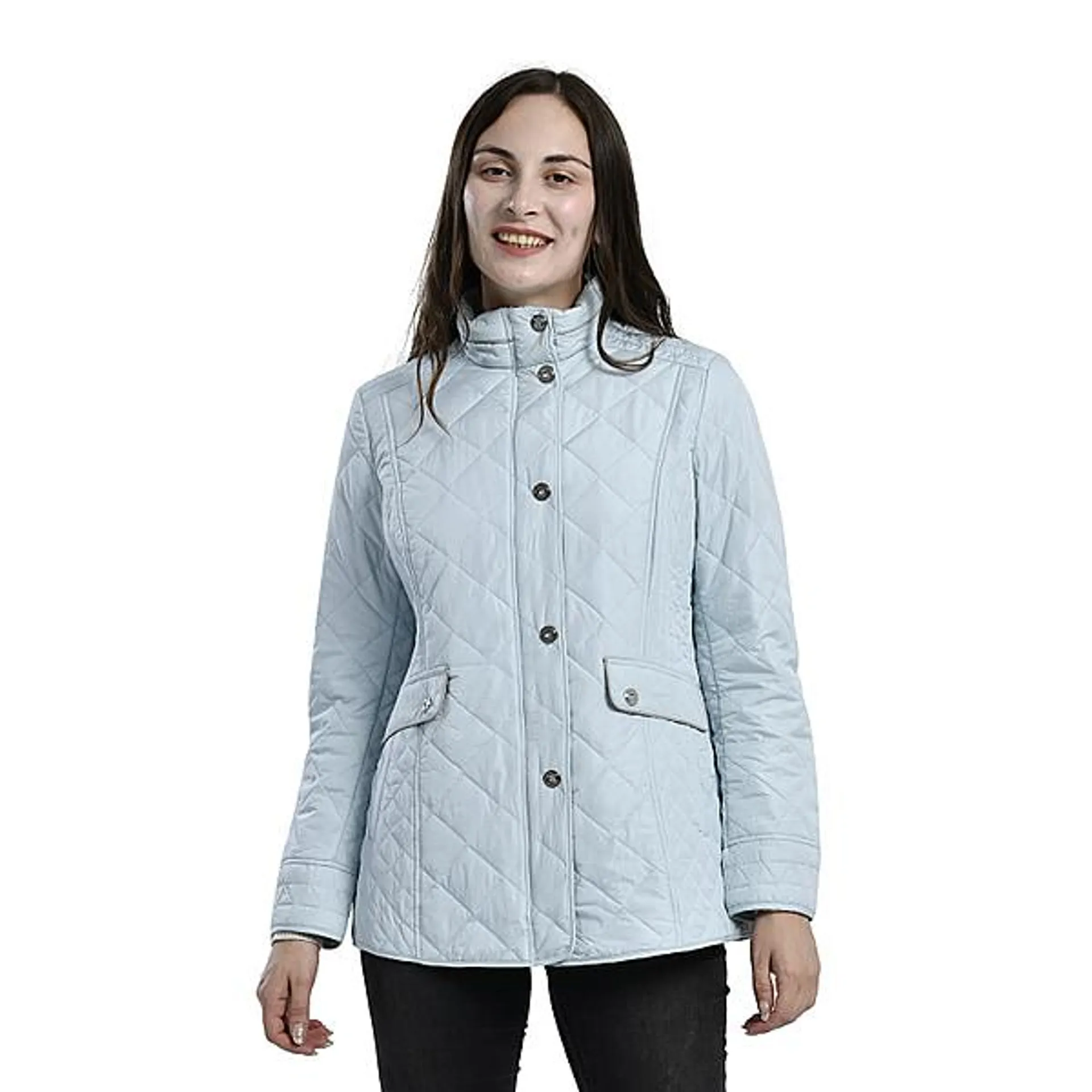 LA MAREY Padded Quilted Pattern Women's Jacket - Mint Green