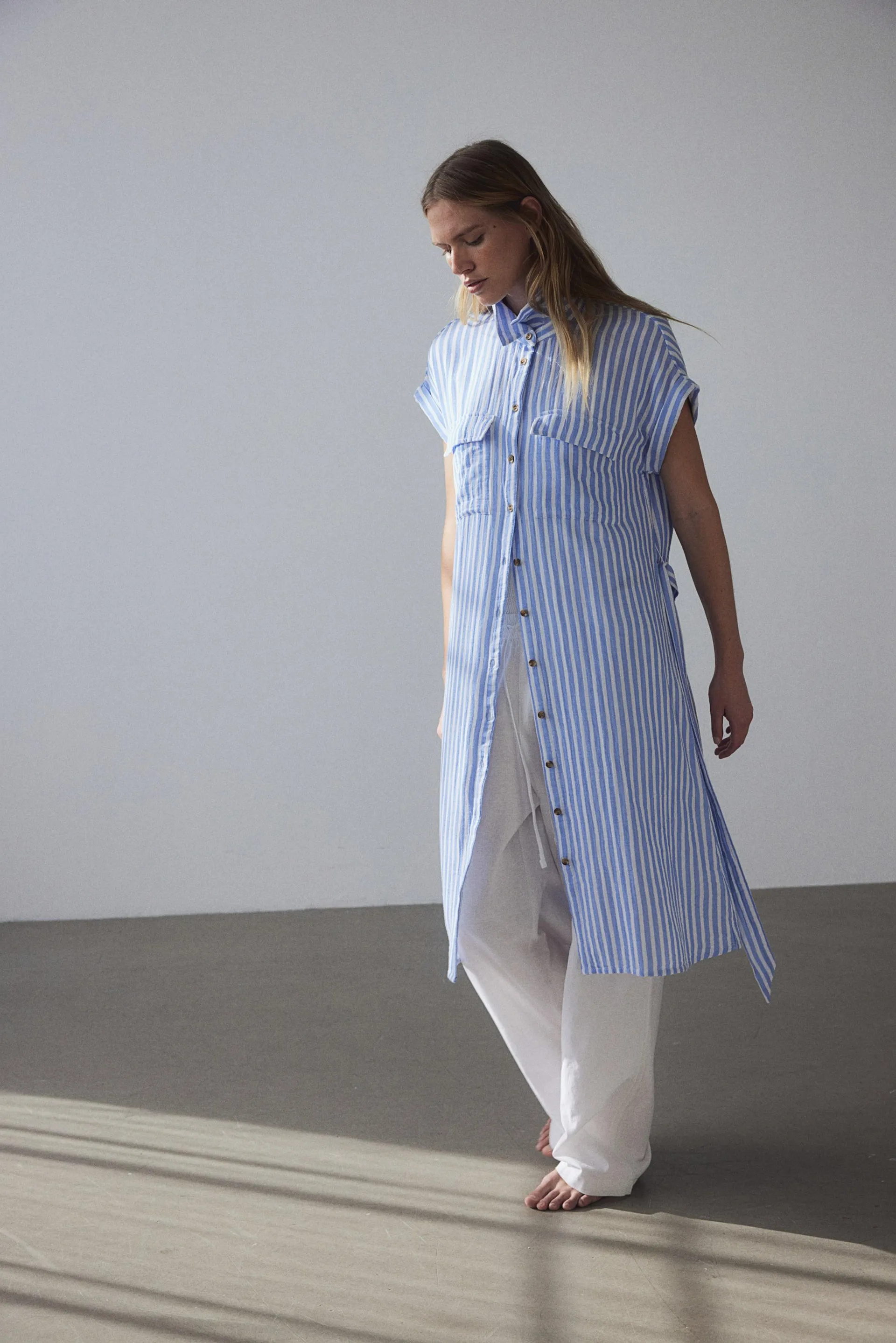 Tie-belt shirt dress