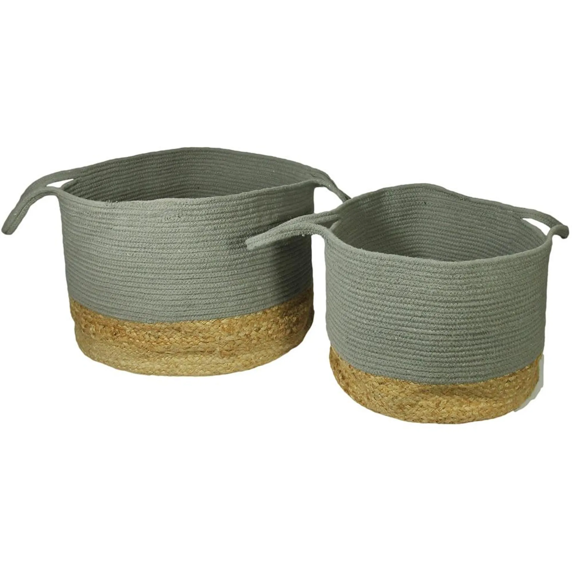 Beddington Grey Jute Storage Basket Set of 2