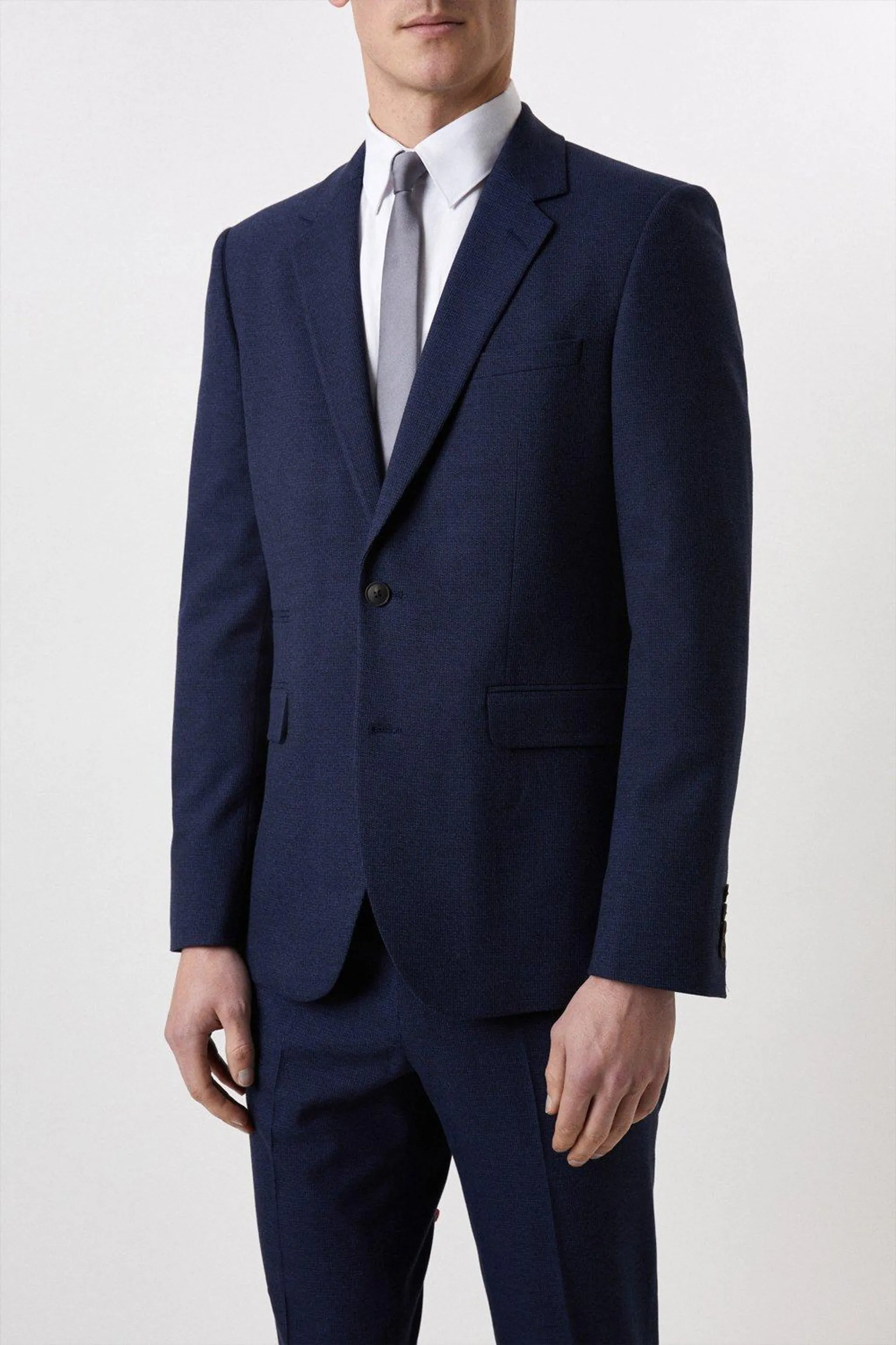 Tailored Fit Navy Marl Two-Piece Suit