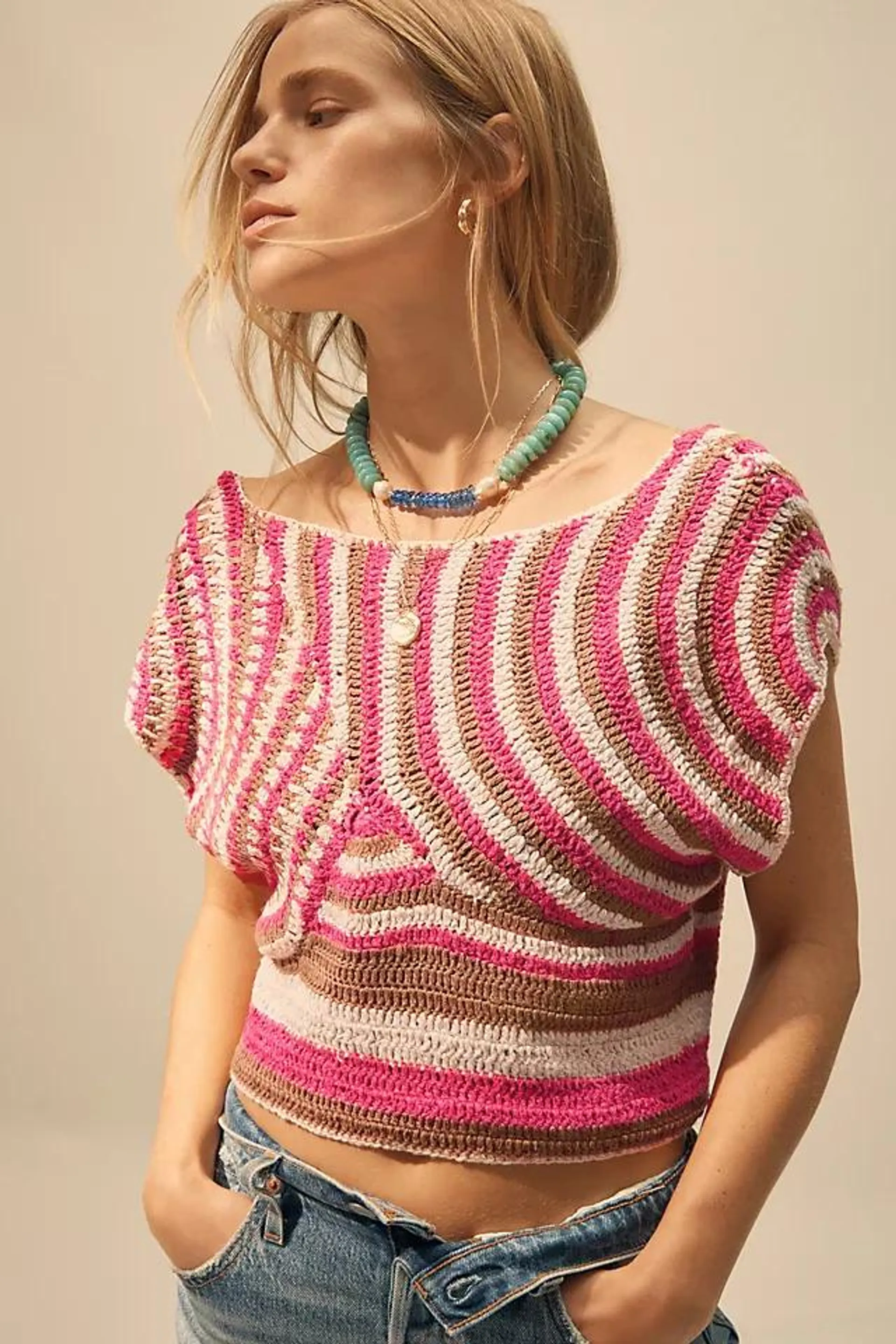 By Anthropologie Crochet Muscle Top