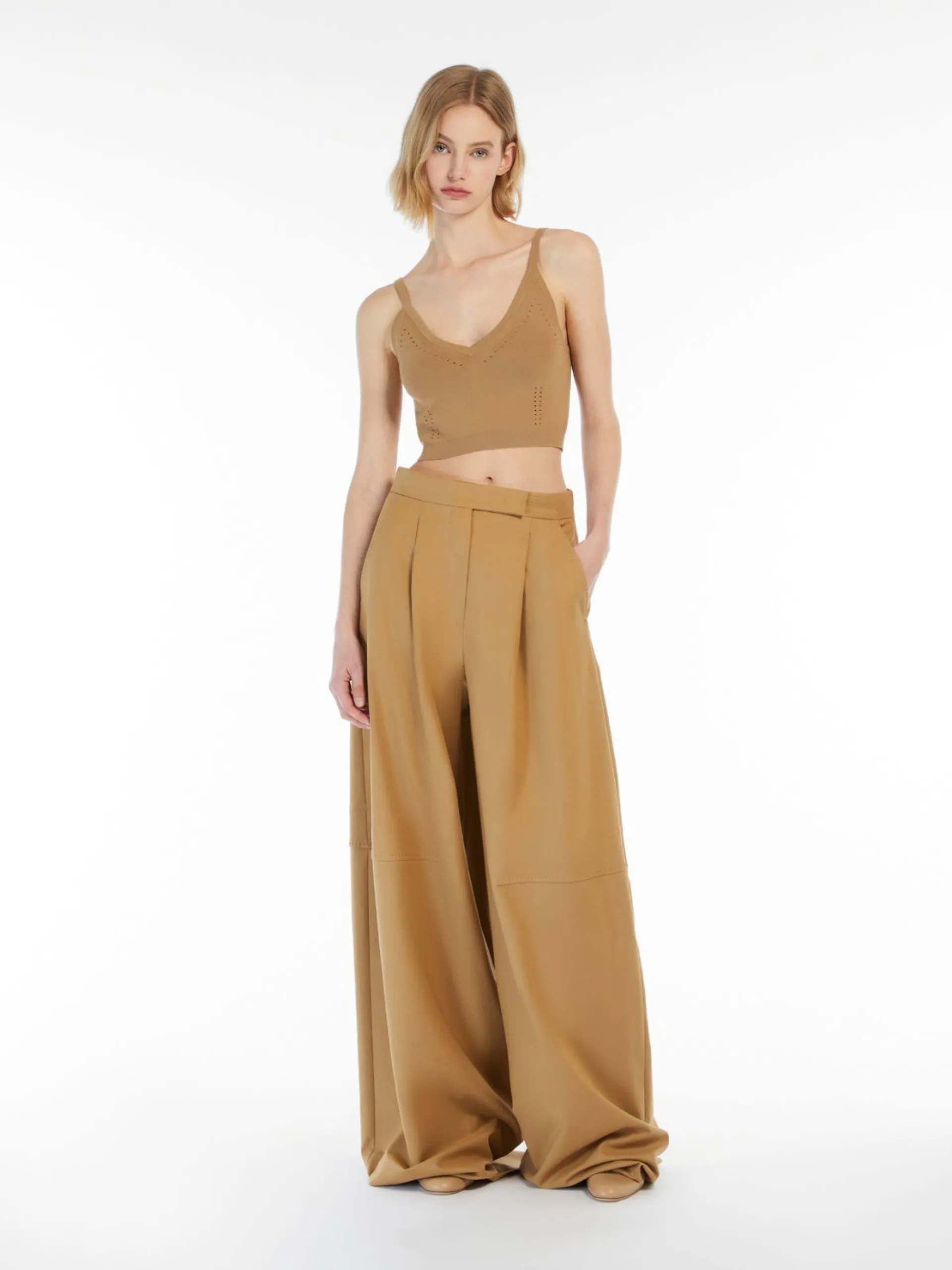 Oversize stretch cotton trousers