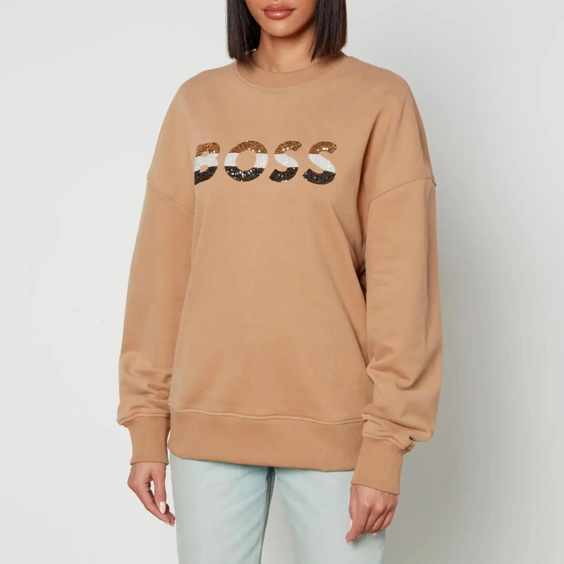 BOSS Ecomy Logo-Sequined Cotton-Blend Jersey Sweatshirt