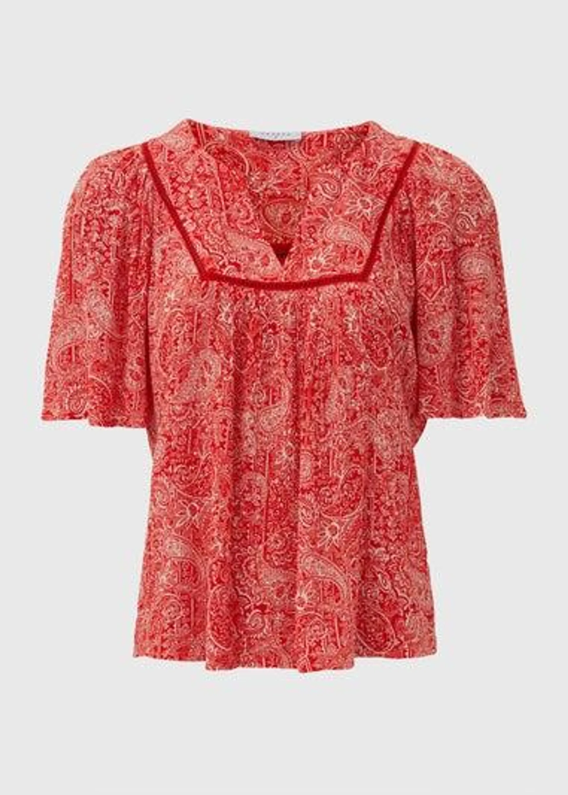 Red Patterned Viscose Blouse