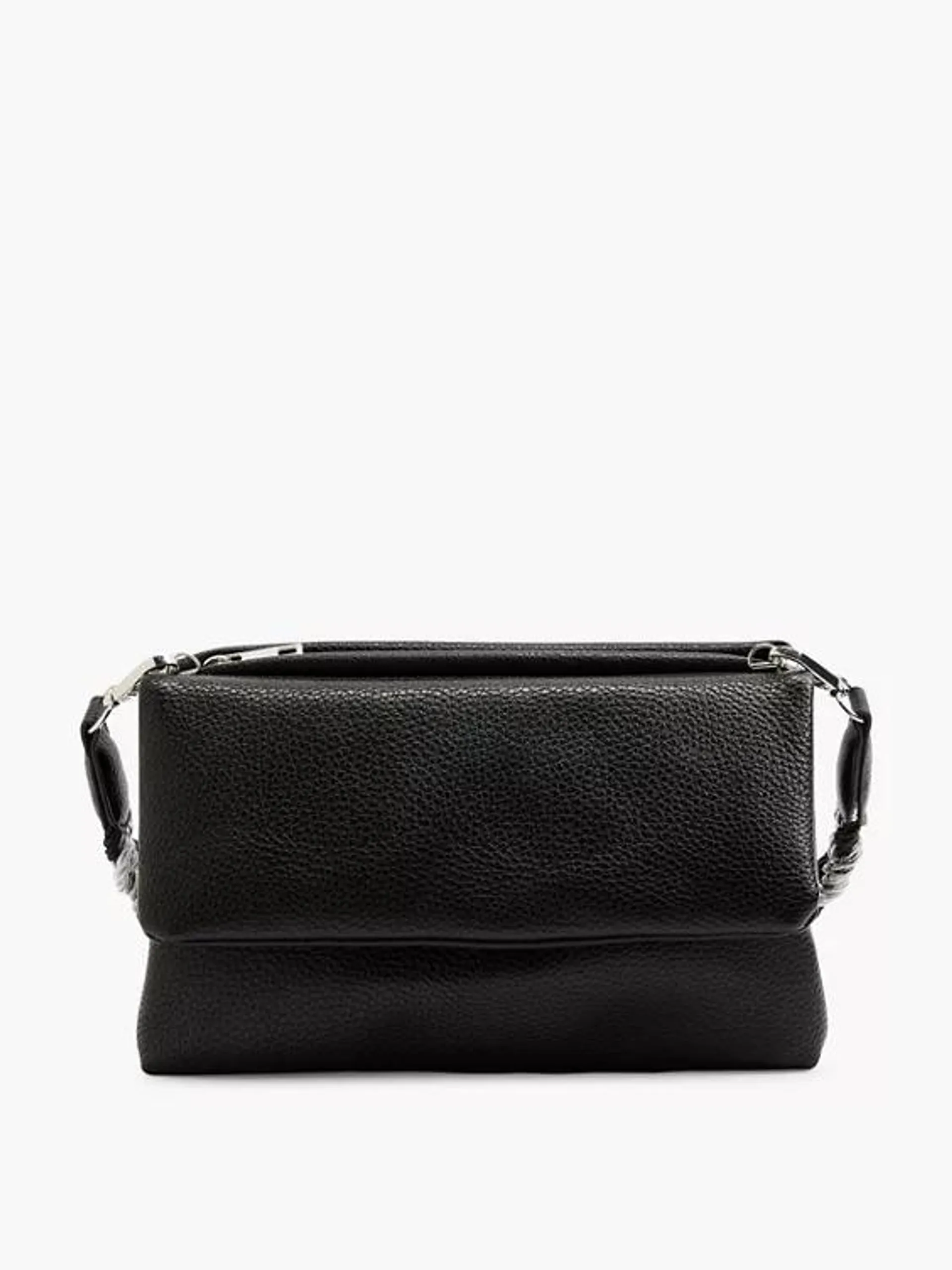 Black Handbag with Silver and Black Braided Handle