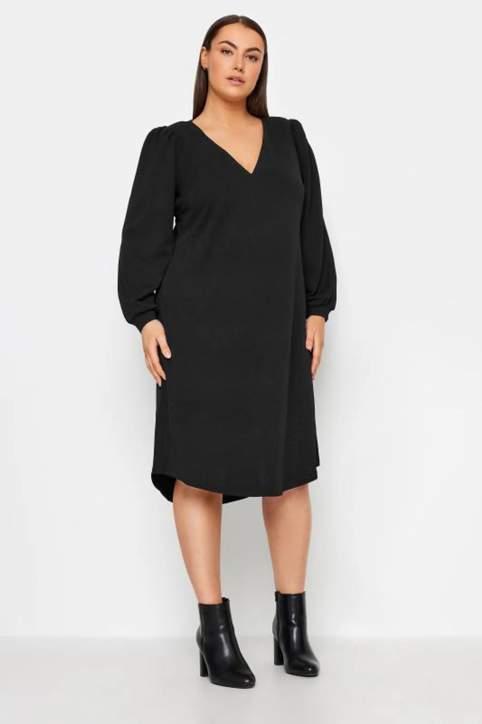 City Chic Black V-Neck Midi Dress