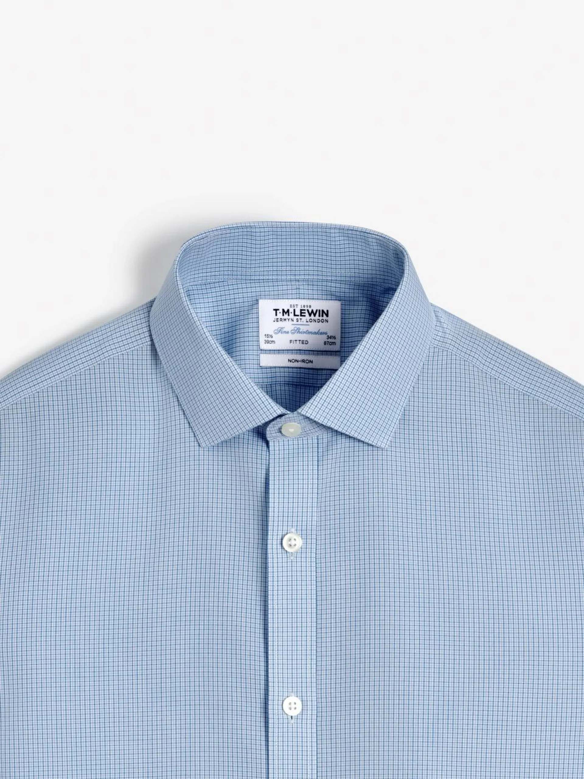 Non-Iron Regular Fit Blue Poplin Classic Collar Single Cuff Shirt